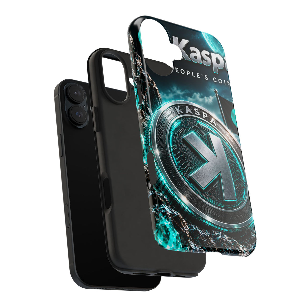 Kaspa Coin Tough Phone Case – Teal Crypto Logo Protective Cover