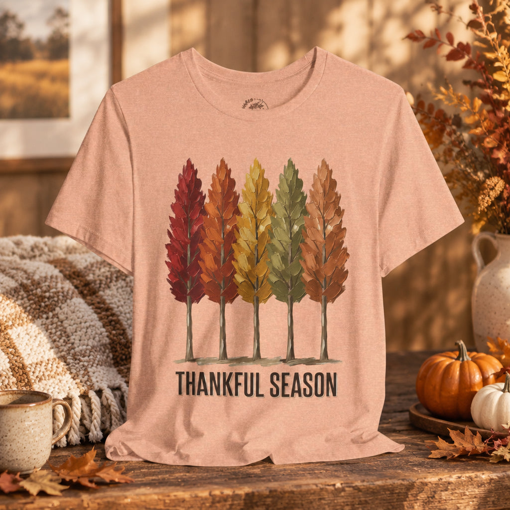 Thankful Season Autumn Trees T-Shirt | Thanksgiving Fall Tee