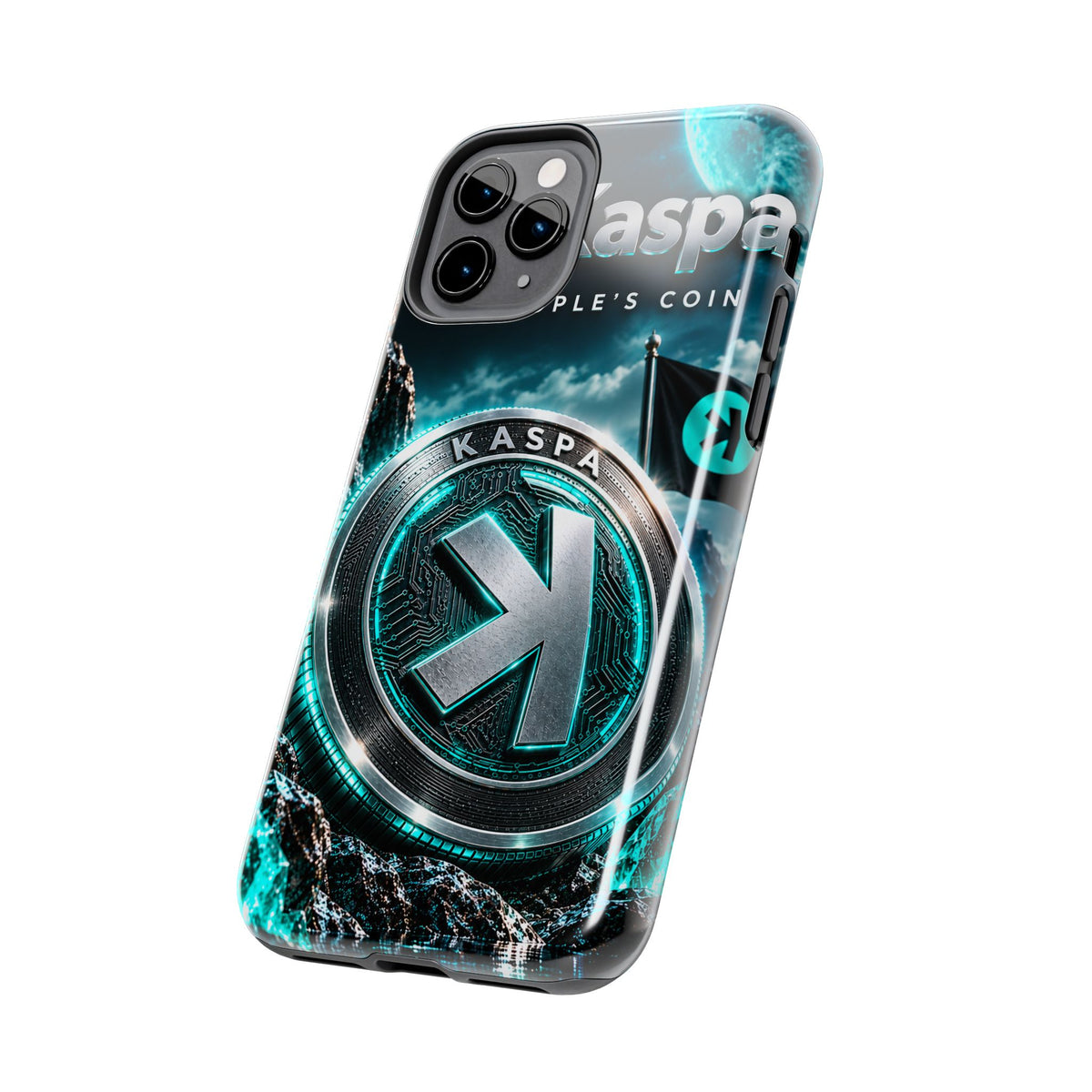 Kaspa Coin Tough Phone Case – Teal Crypto Logo Protective Cover