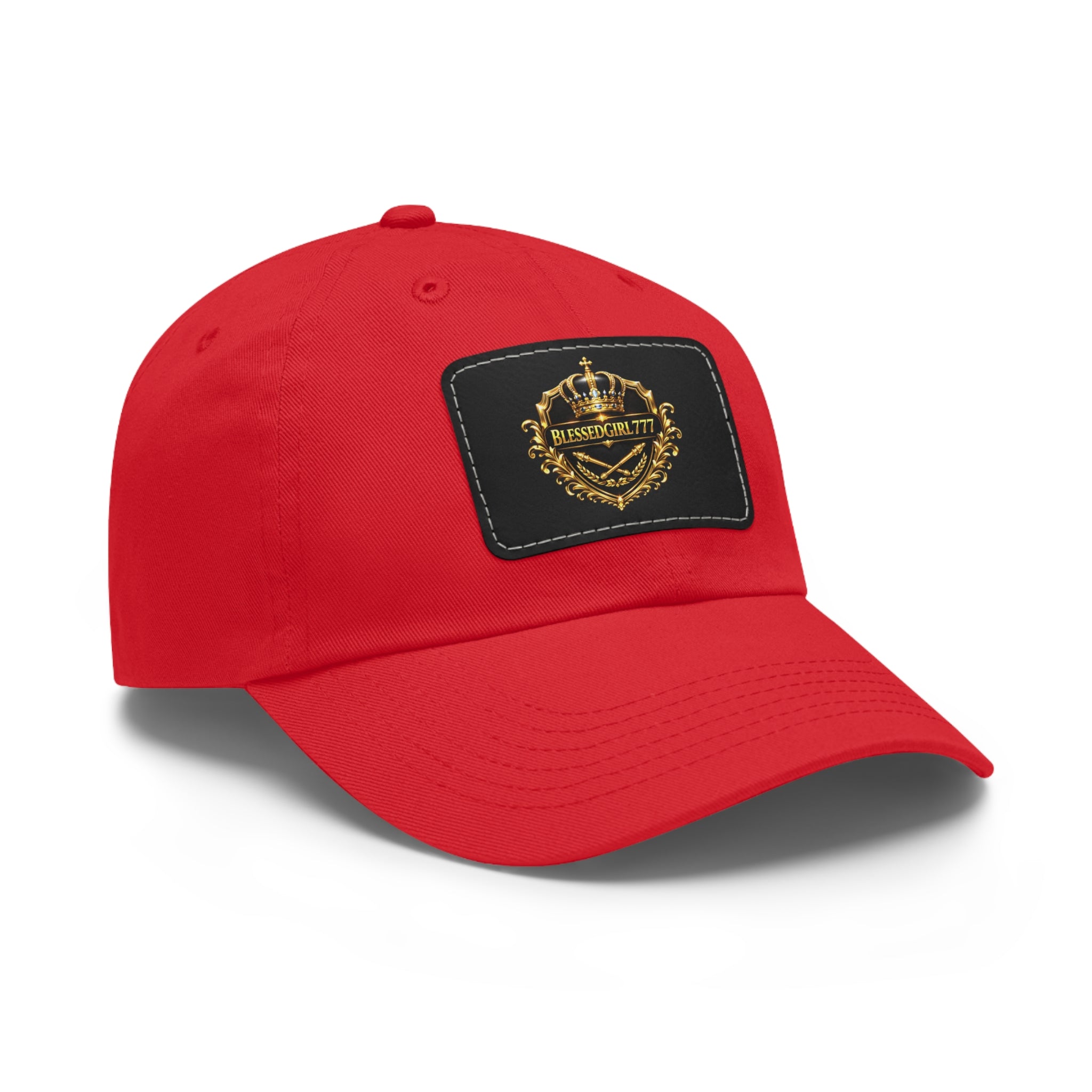 Dad Hat — Vintage Gold Crest Leather Patch Cap