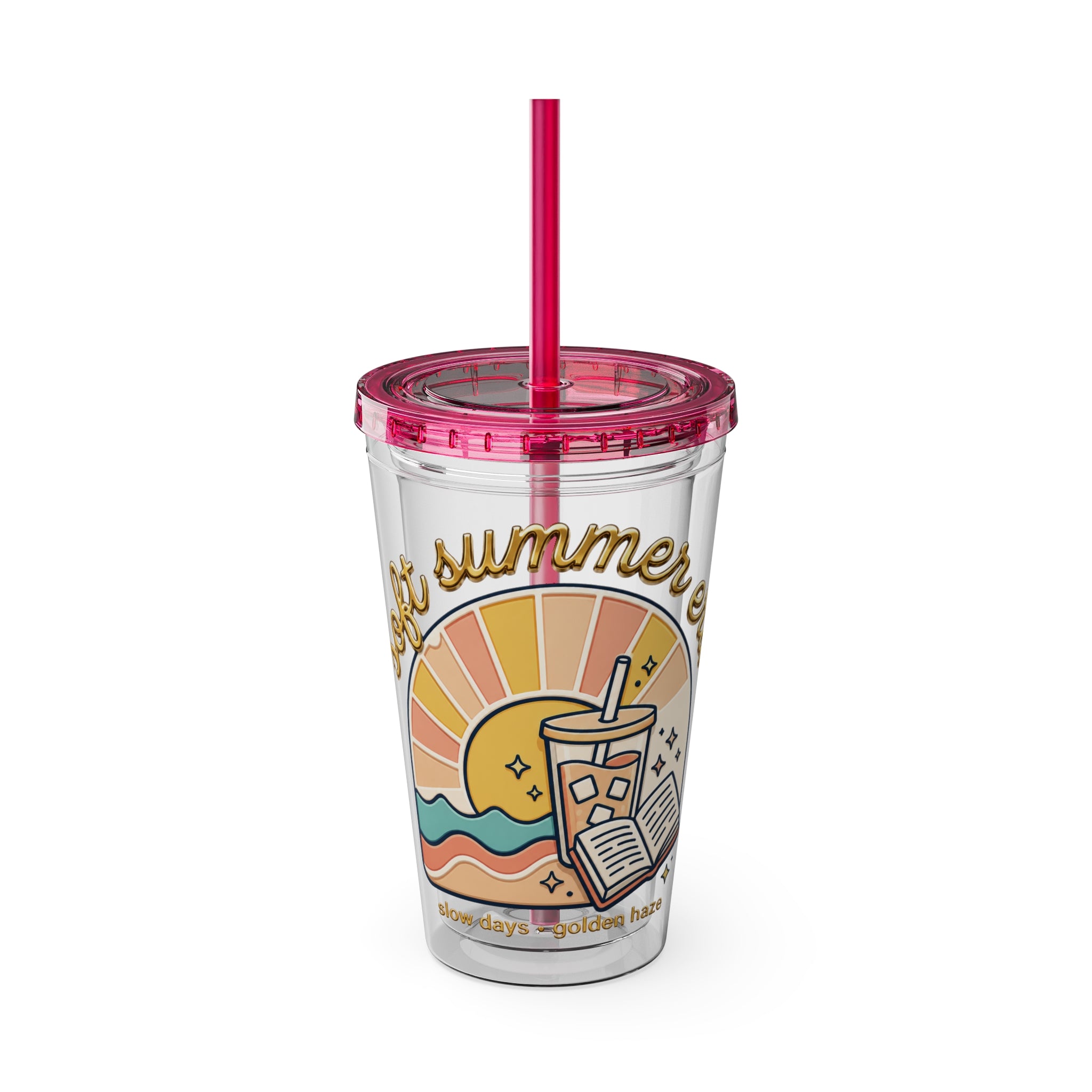 Soft Summer sunset beach drink illustration Tumbler