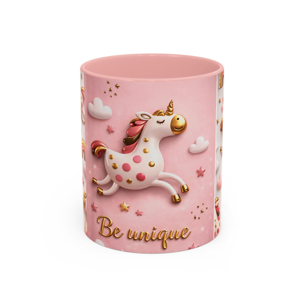 Unicorn 'Be Unique' Accent Coffee Mug – Pink 11/15oz