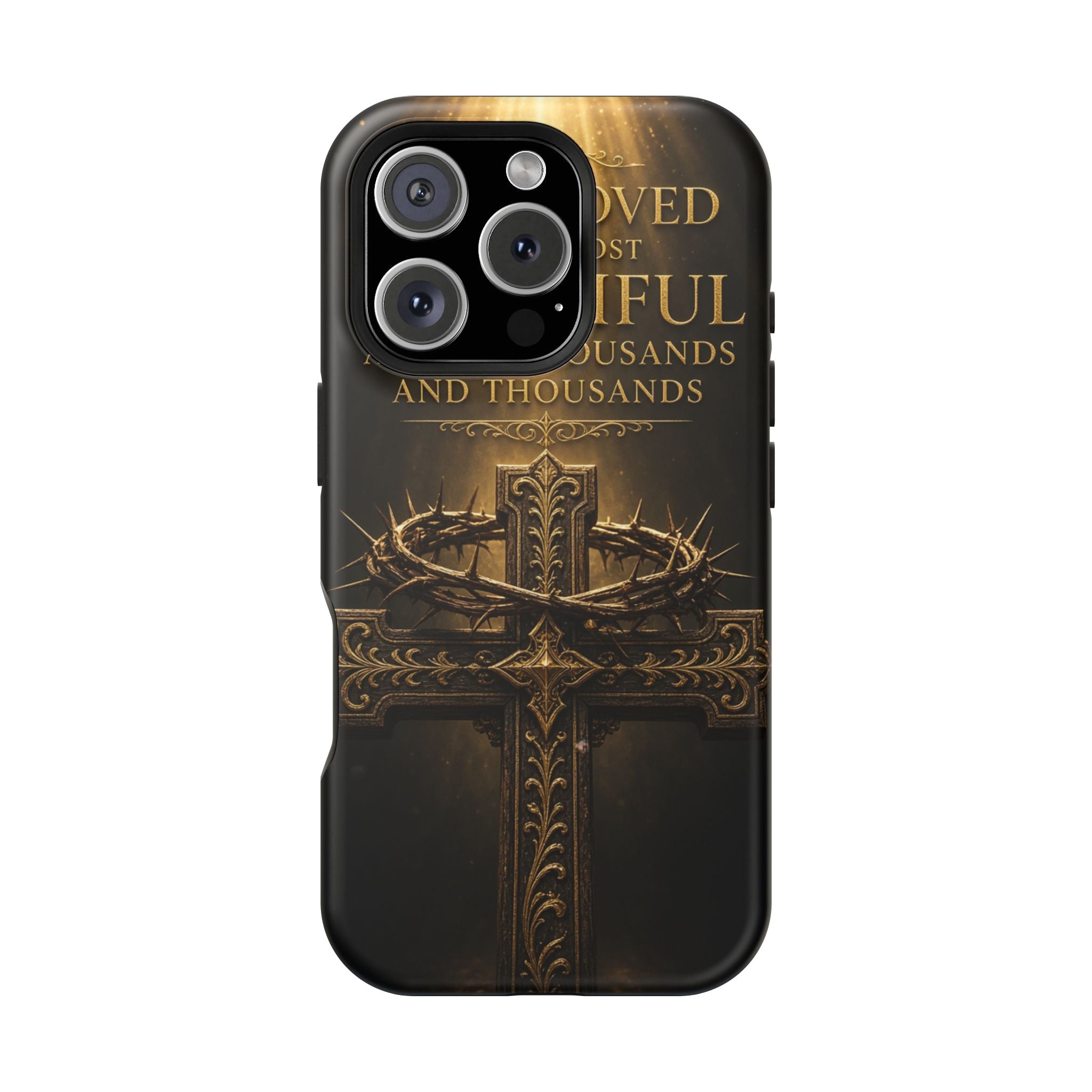 Magnetic Impact-Resistant Phone Case — "Most Beautiful" Cross with Crown of Thorns