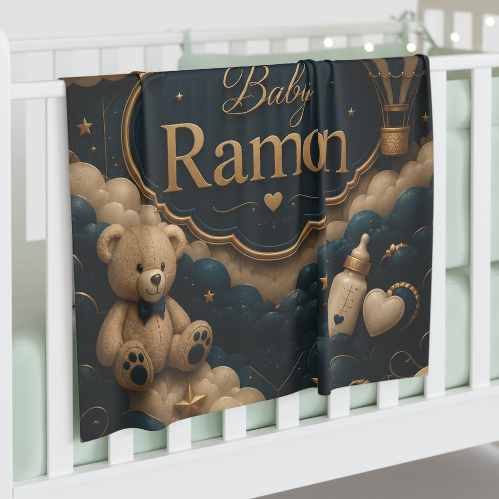 Personalized Baby Swaddle Blanket – Royal Night Sky Design (Custom Name)
