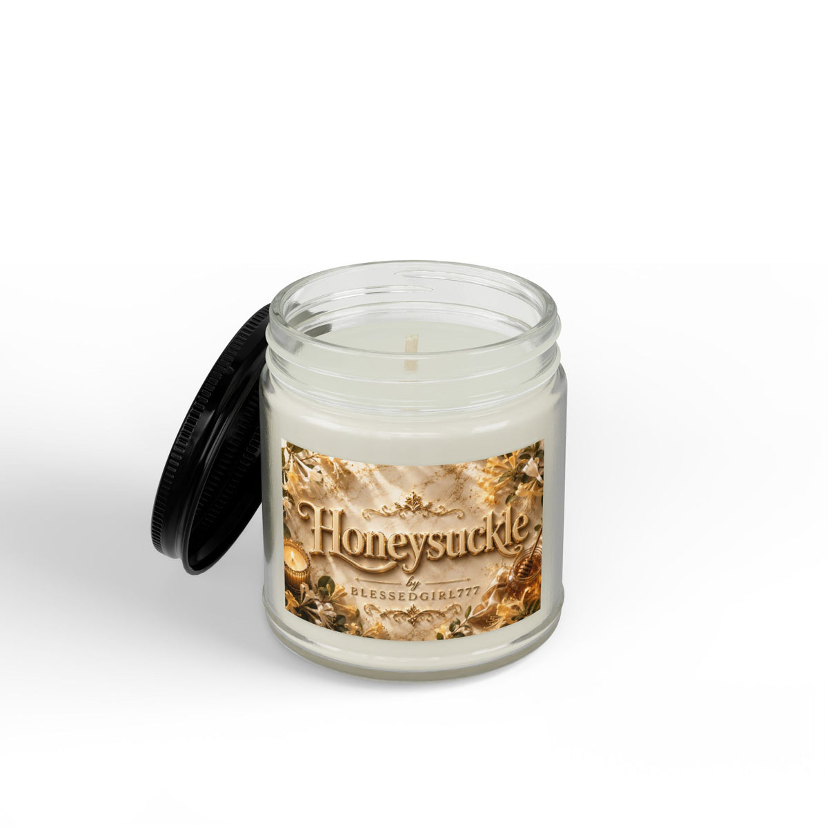 Geißblatt-Sojakerze – 4oz & 9oz Braunglas mit schwarzem Deckel (frischer Blumenduft)