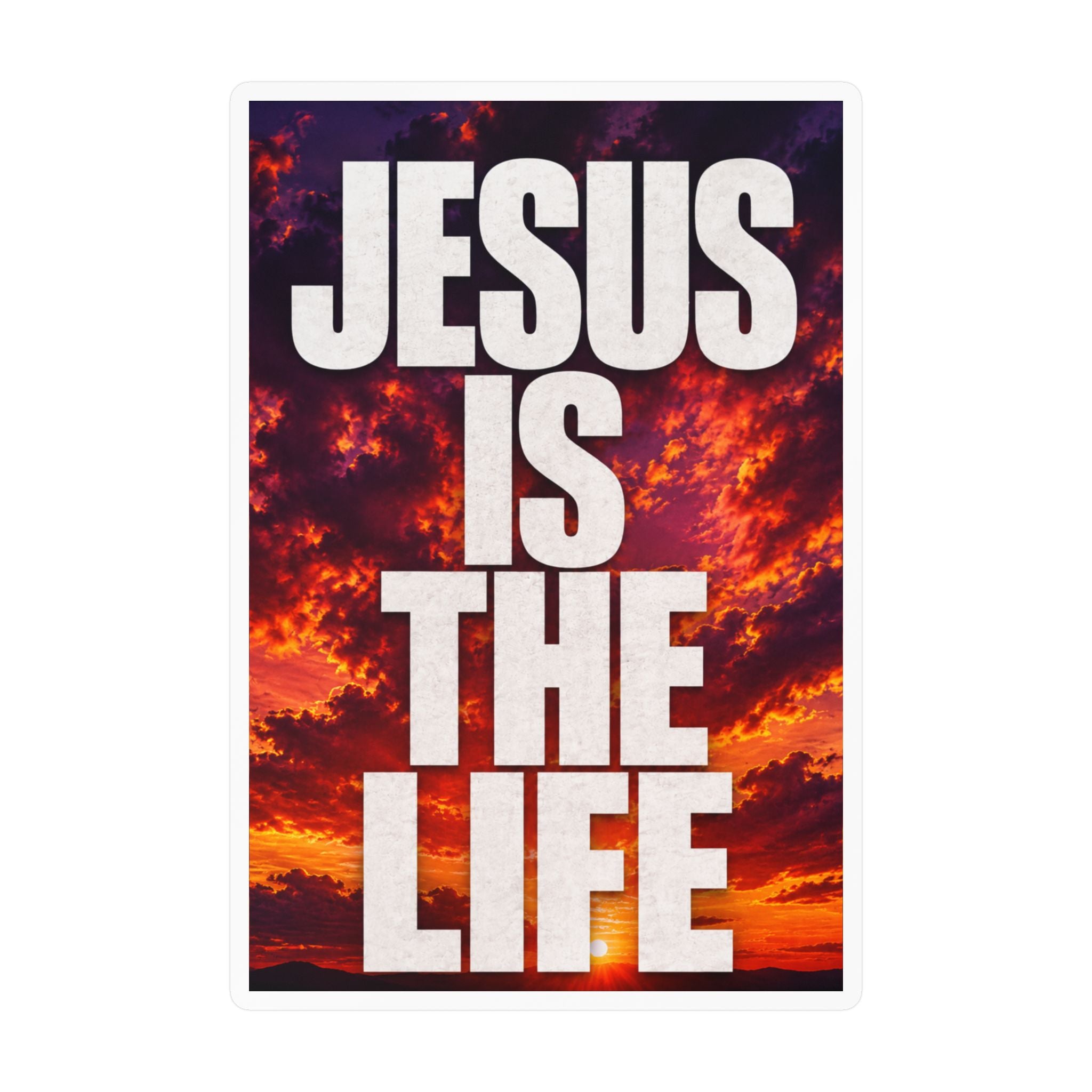 Jesus Is the Life Vinyl Decal — Sunset Color Christian Sticker (Kiss-Cut)