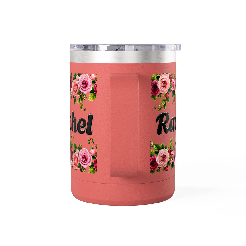 Personalized Rachel Floral 15oz Travel Mug — Insulated Coffee Tumbler