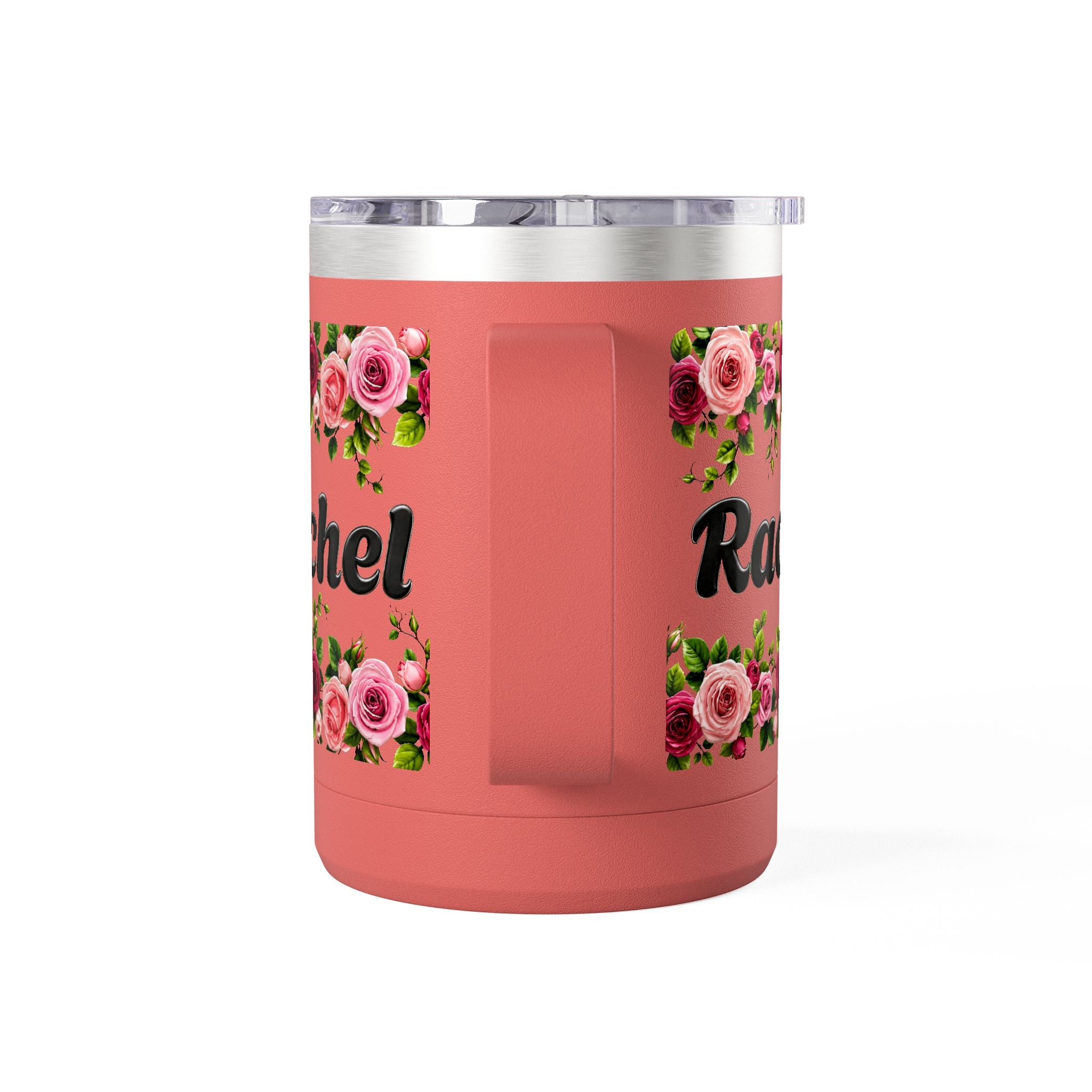 Personalized Rachel Floral 15oz Travel Mug — Insulated Coffee Tumbler