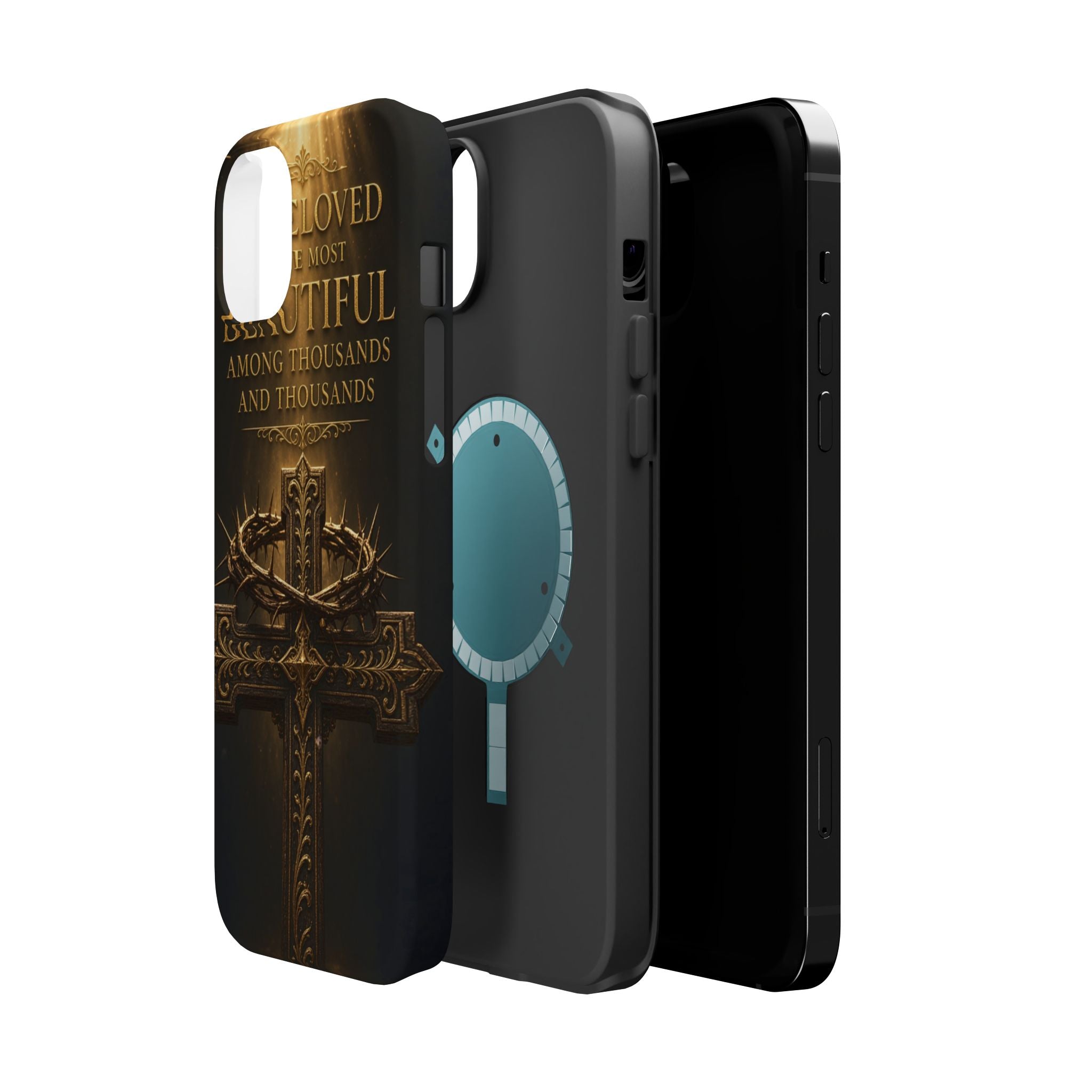 Magnetic Impact-Resistant Phone Case — "Most Beautiful" Cross with Crown of Thorns