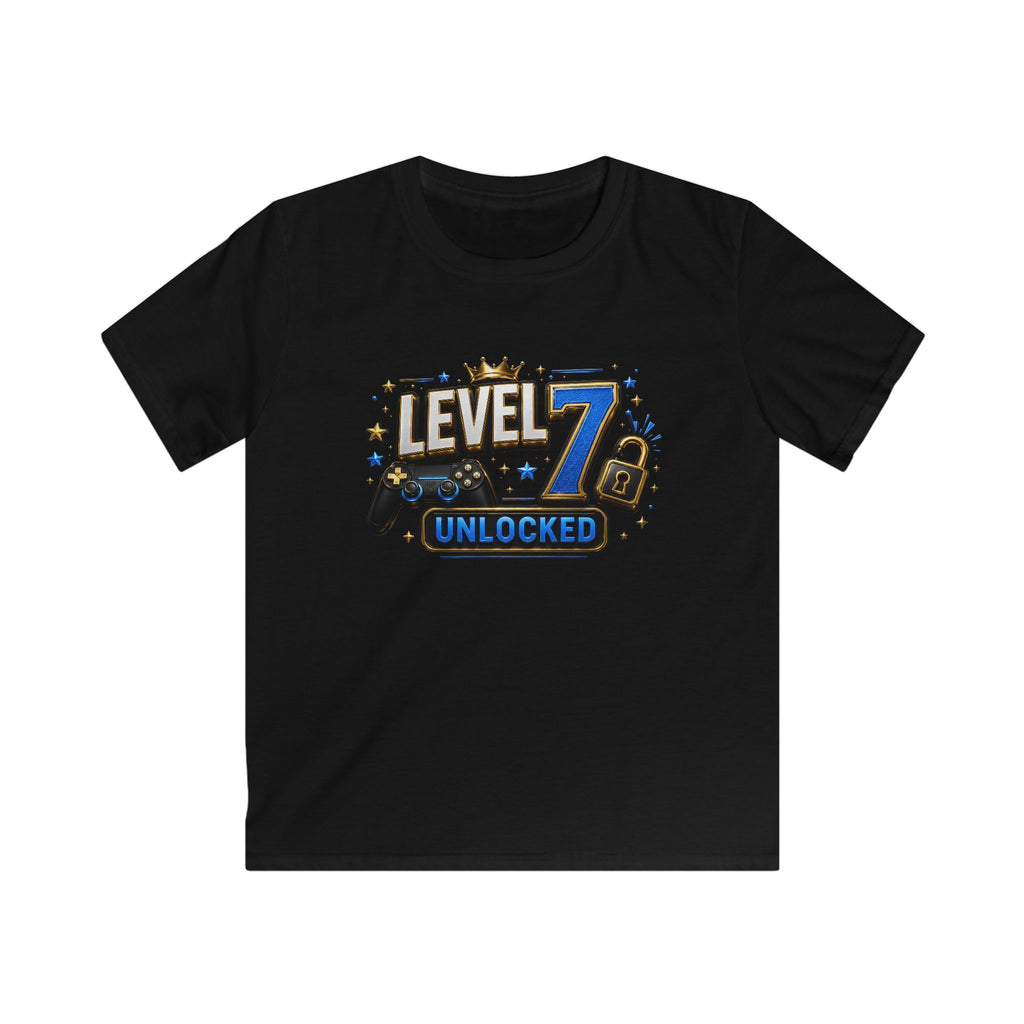 Level 7 Unlocked Kids Tee | Birthday Gamer Design