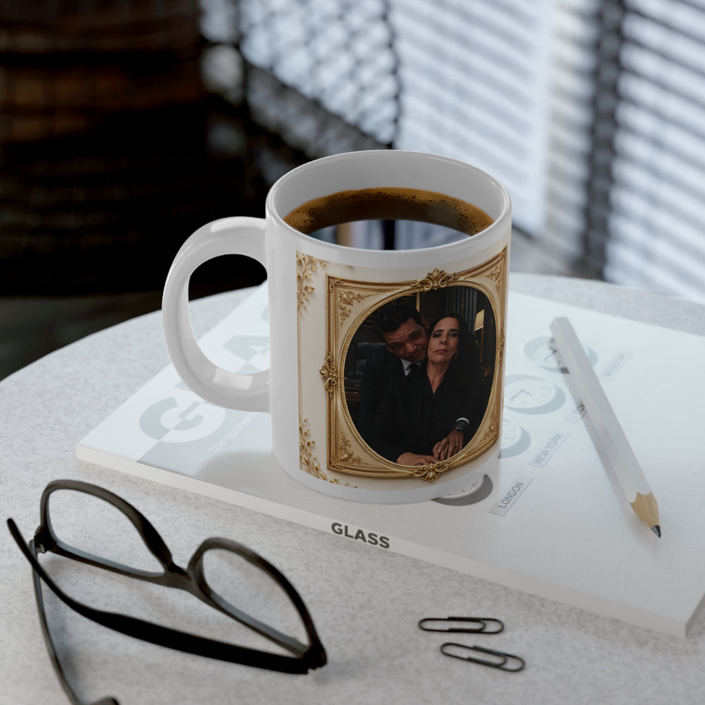 Personalized Vintage Photo 20oz Mug — Custom Names & Spanish Love Poem