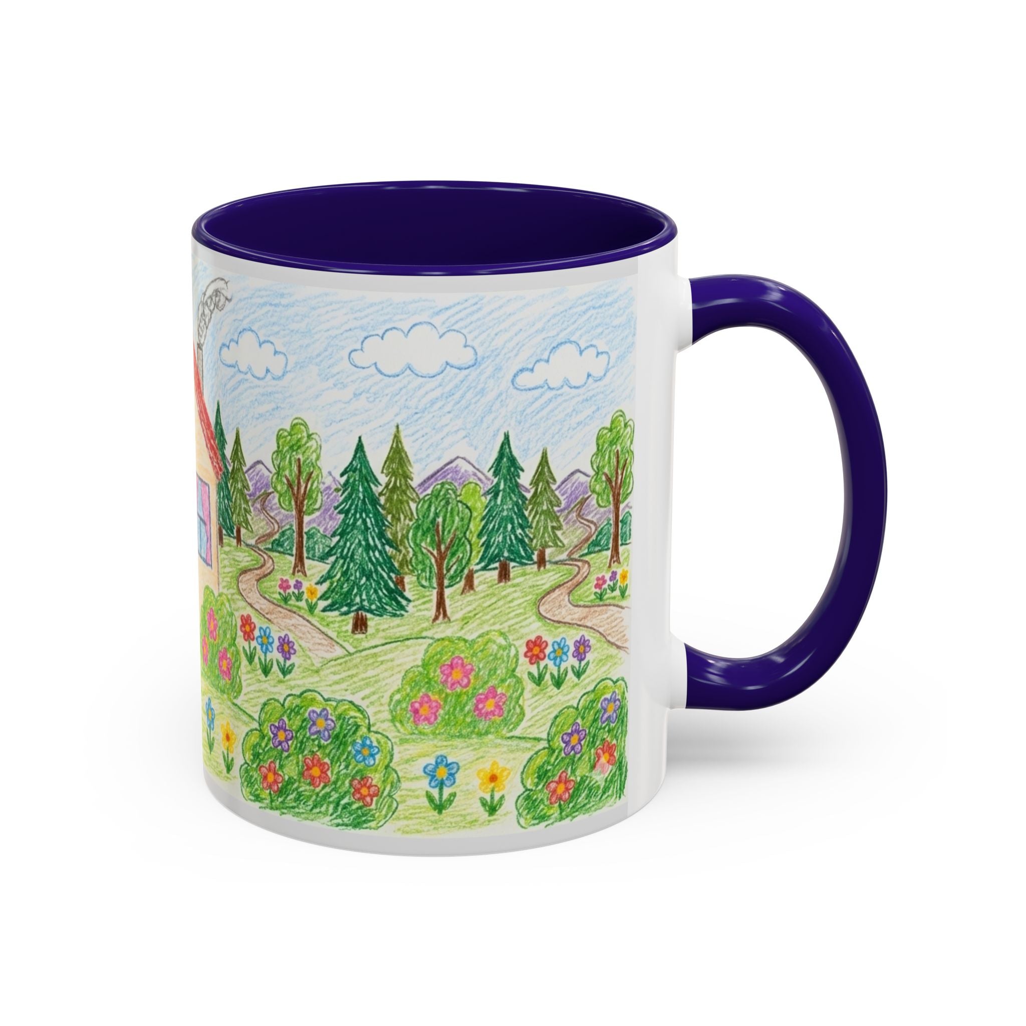 Crayon Family Home Drawing Mug | Colorful Ceramic Coffee Cup