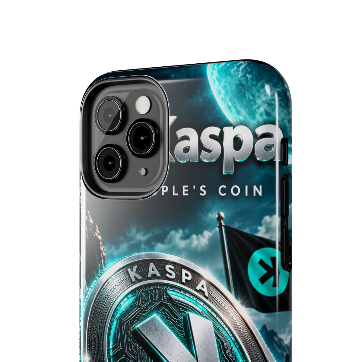 Kaspa Coin Tough Phone Case – Teal Crypto Logo Protective Cover