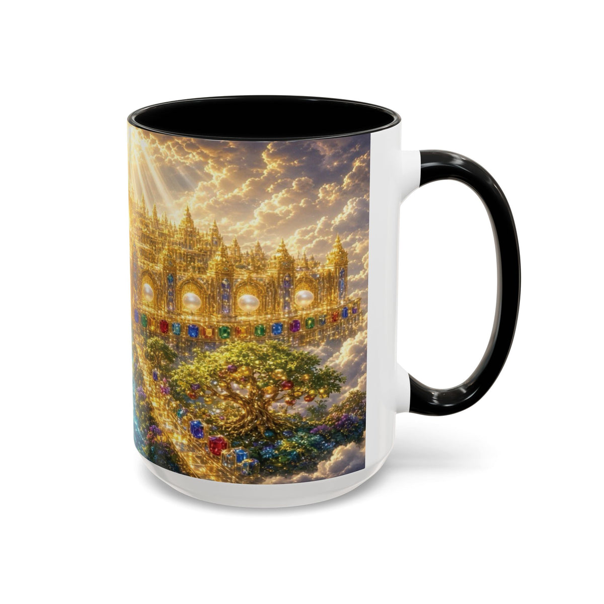 Heavenly City Christian Coffee Mug — Golden Celestial Paradise Design (11/15oz)