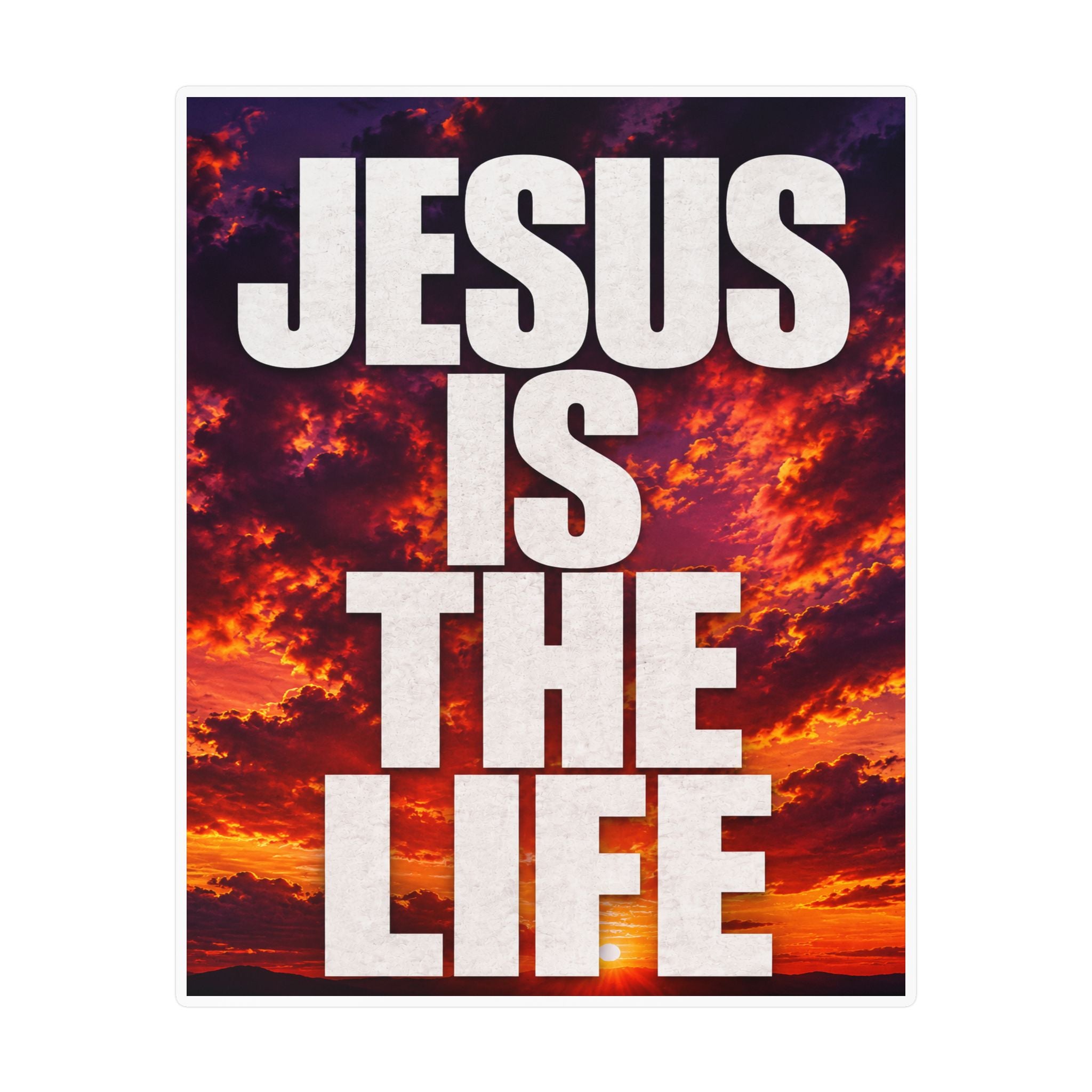 Jesus Is the Life Vinyl Decal — Sunset Color Christian Sticker (Kiss-Cut)