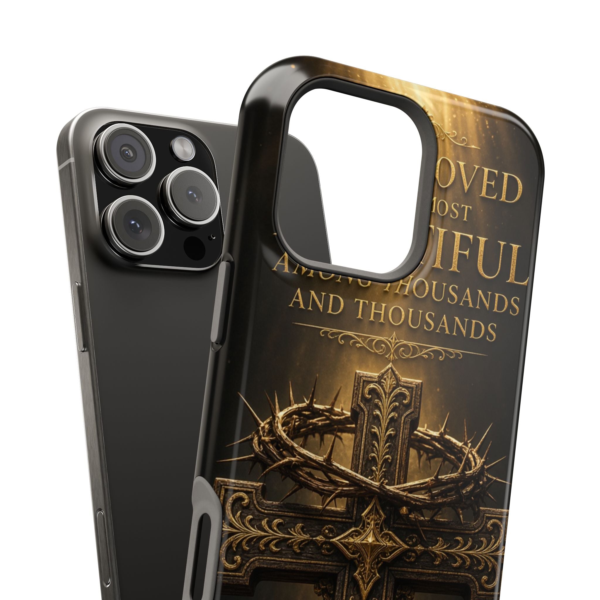 Magnetic Impact-Resistant Phone Case — "Most Beautiful" Cross with Crown of Thorns