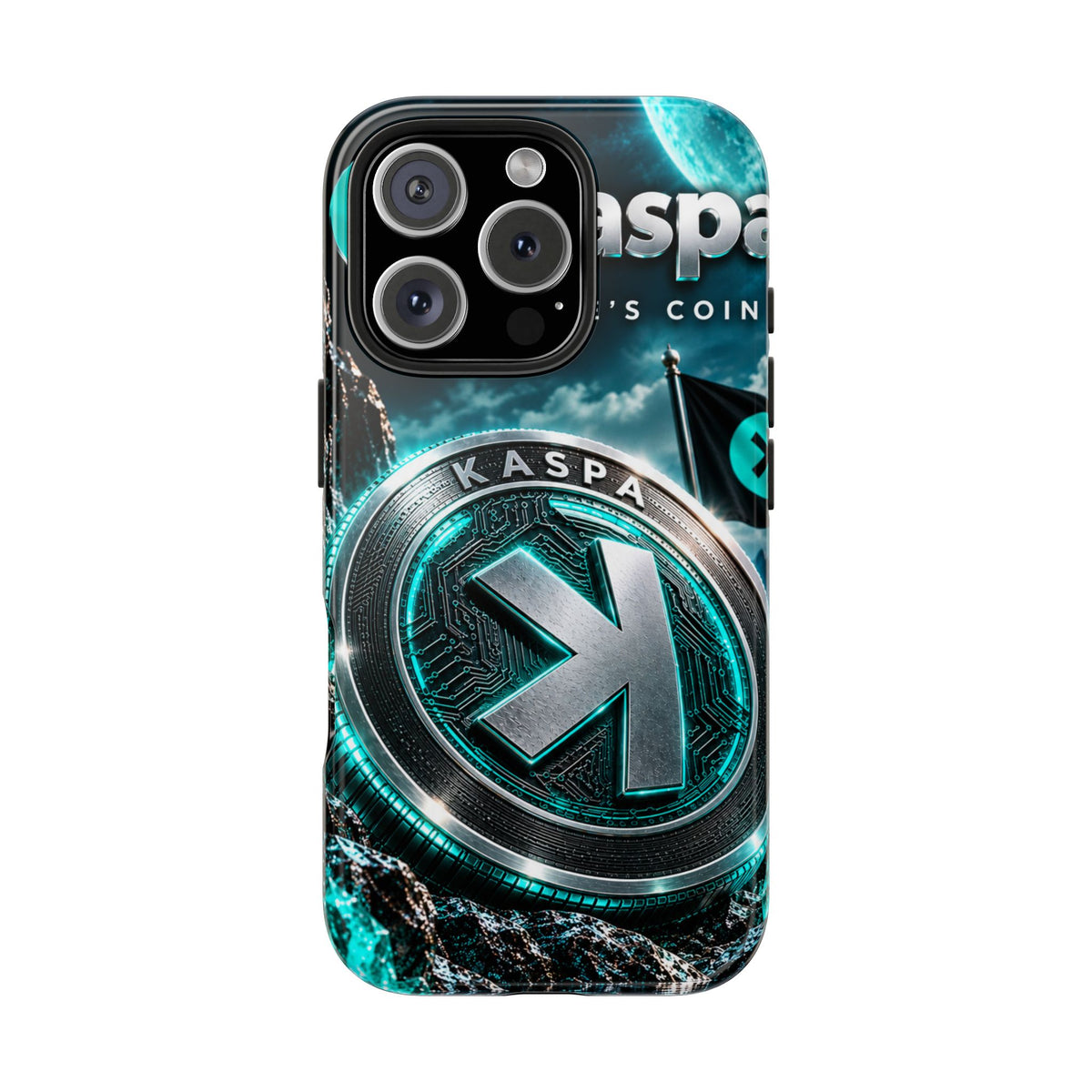 Kaspa Coin Tough Phone Case – Teal Crypto Logo Protective Cover