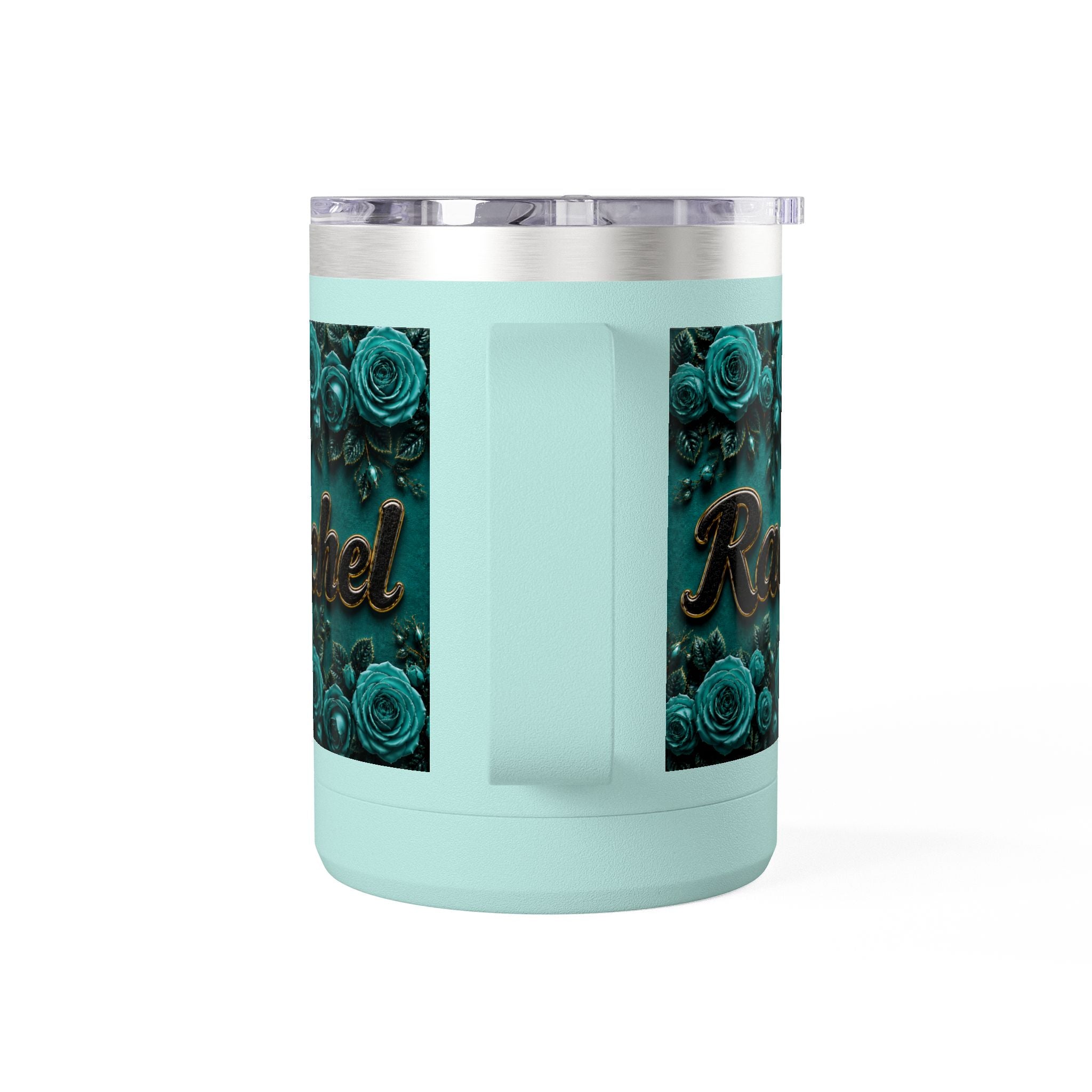 Personalized Rachel Floral 15oz Travel Mug — Insulated Coffee Tumbler