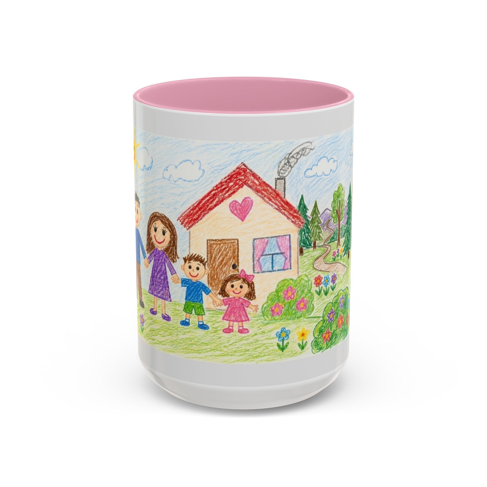 Crayon Family Home Drawing Mug | Colorful Ceramic Coffee Cup