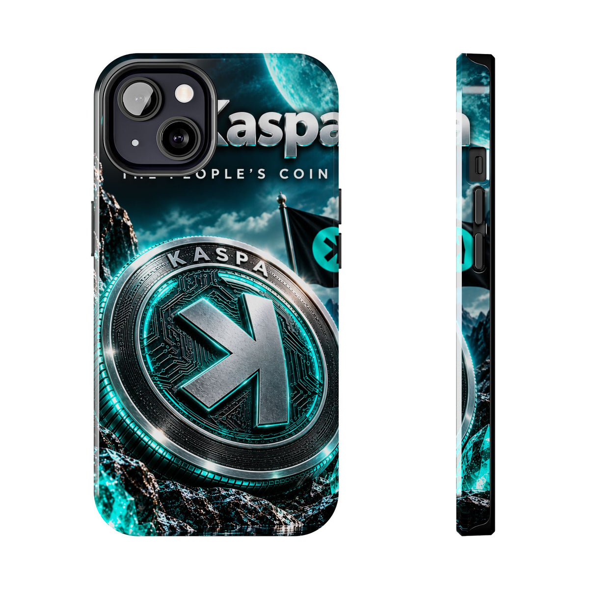 Kaspa Coin Tough Phone Case – Teal Crypto Logo Protective Cover
