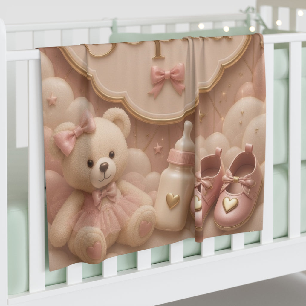 Personalized Pink Princess Baby Swaddle Blanket – Custom Name Nursery Gift (e.g., "Baby Sophia")