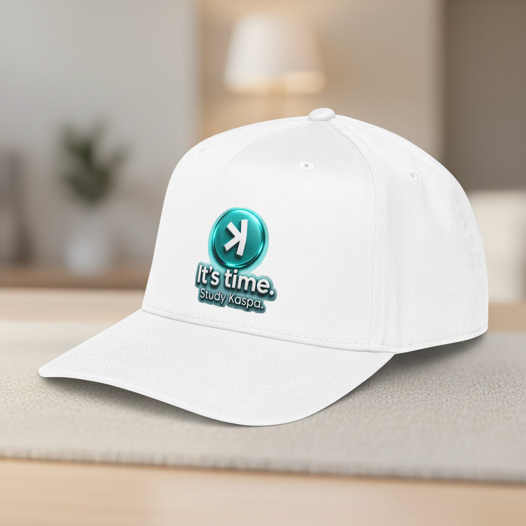 Baseball Cap — "It's time. Study Kaspa." Logo Hat (Casual Crypto Fan Gear)