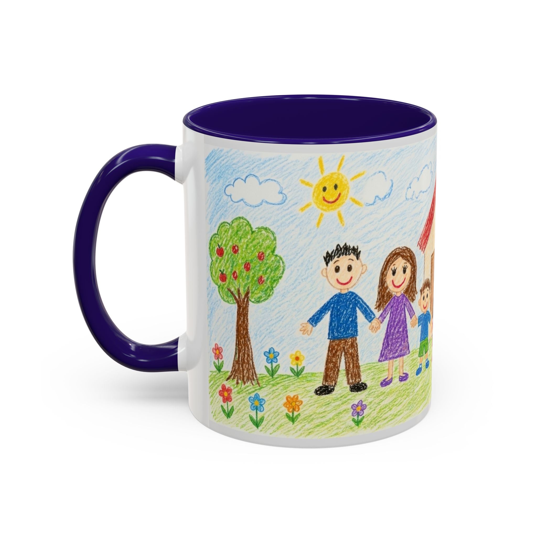Crayon Family Home Drawing Mug | Colorful Ceramic Coffee Cup