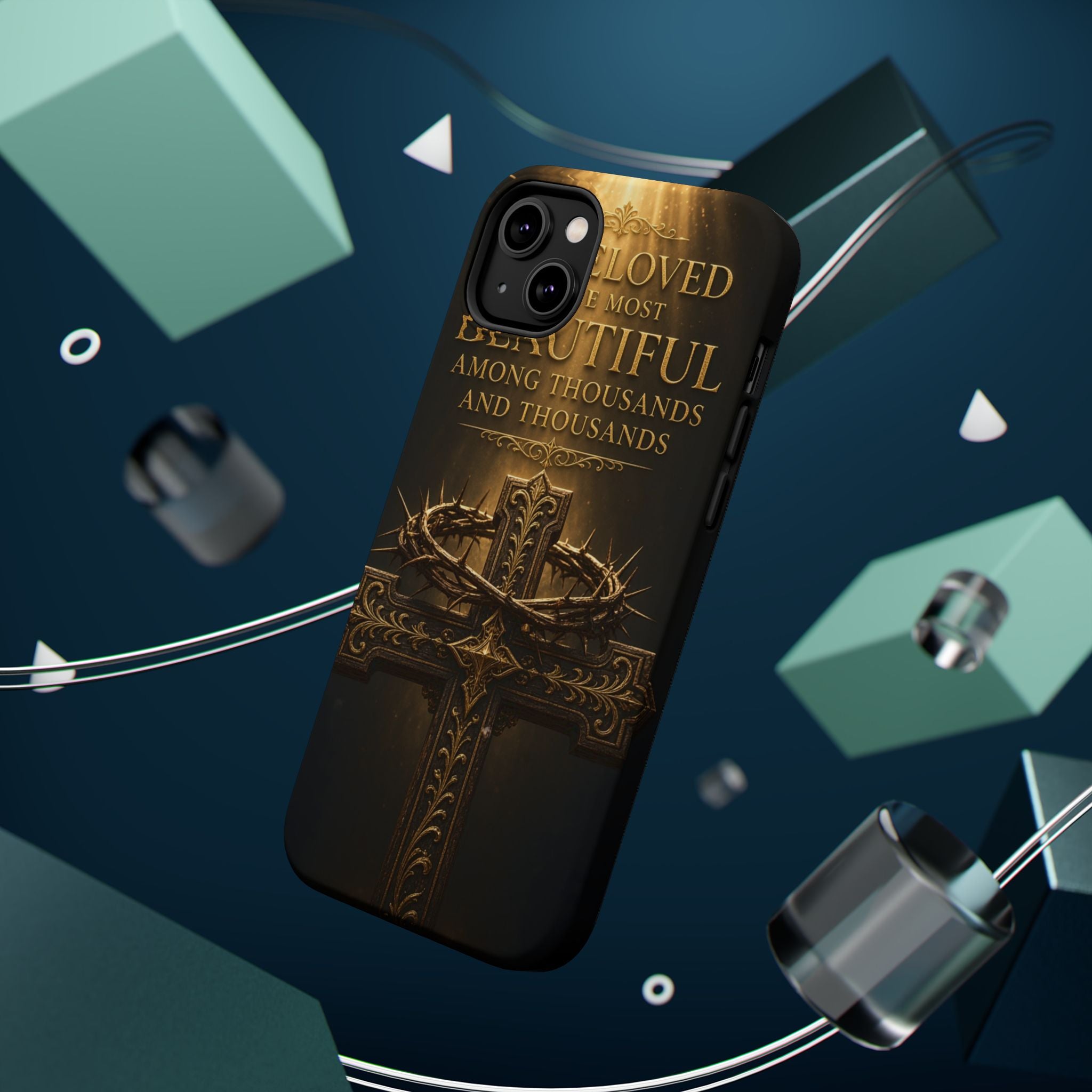 Magnetic Impact-Resistant Phone Case — "Most Beautiful" Cross with Crown of Thorns