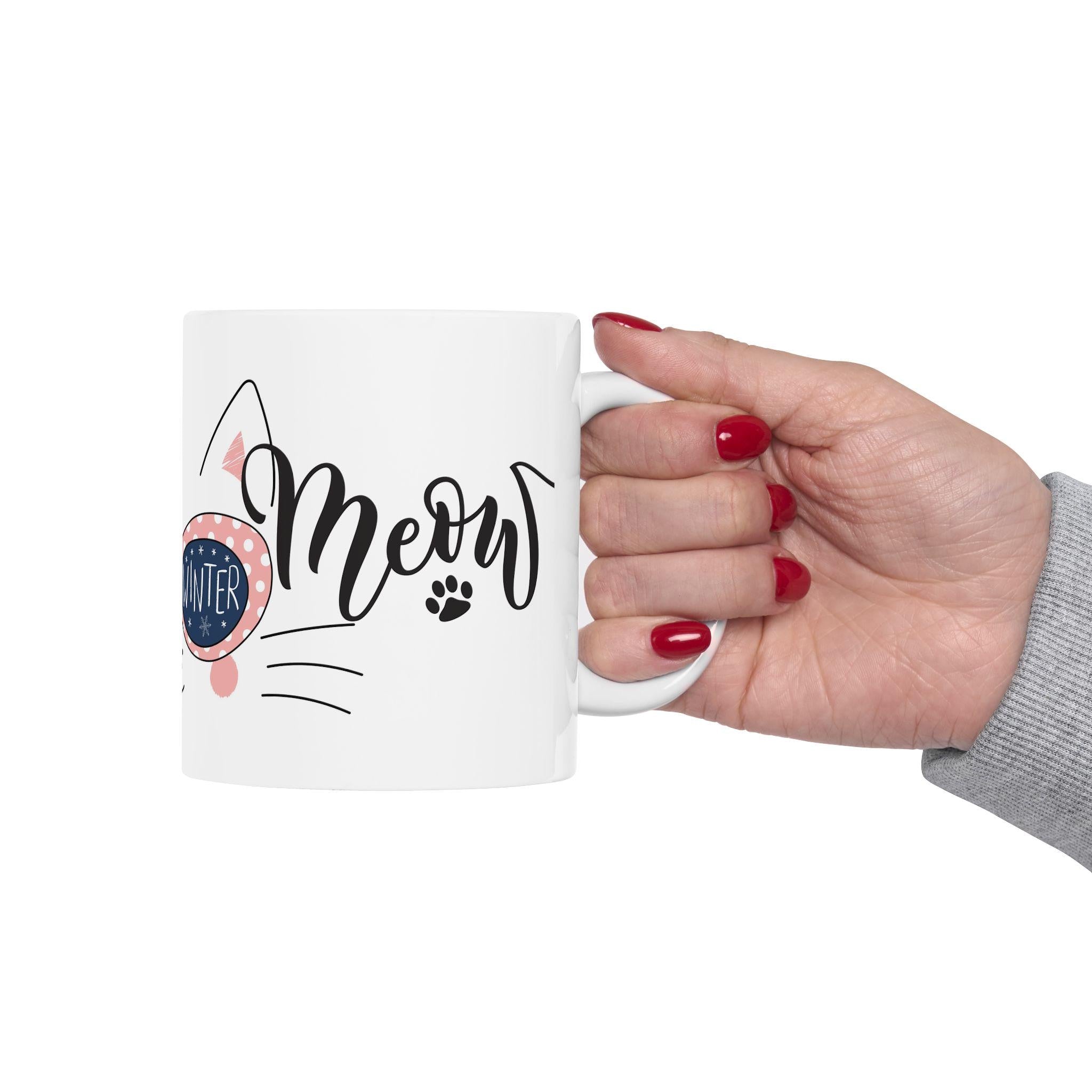 Whimsical Cat Mug | Cute Playful Cats Ceramic Coffee Cup, Kawaii Cat Lover Gift, Adorable Feline Design Mug for Her, Pastel Cat Aesthetic