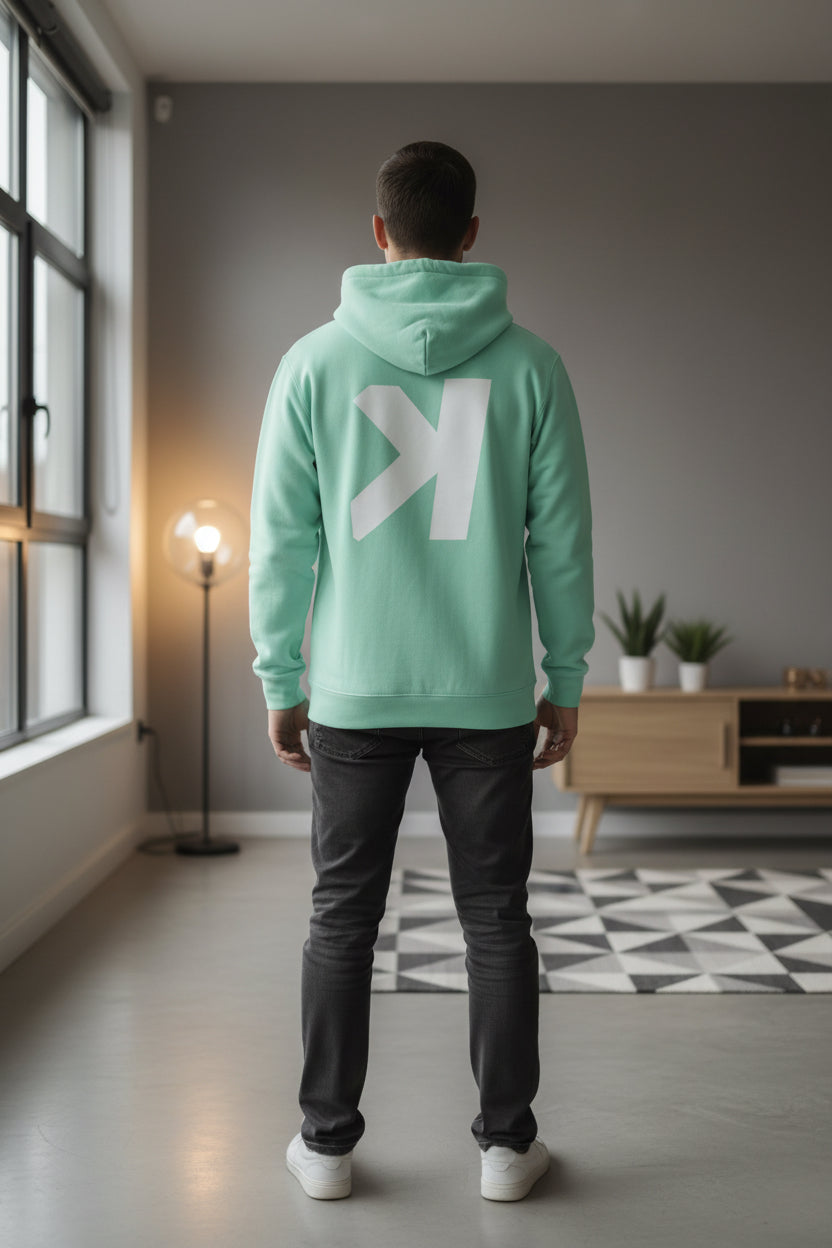 KAS to the Moon Hoodie — Minimalist 'K' Mint Pullover for Kaspa Fans