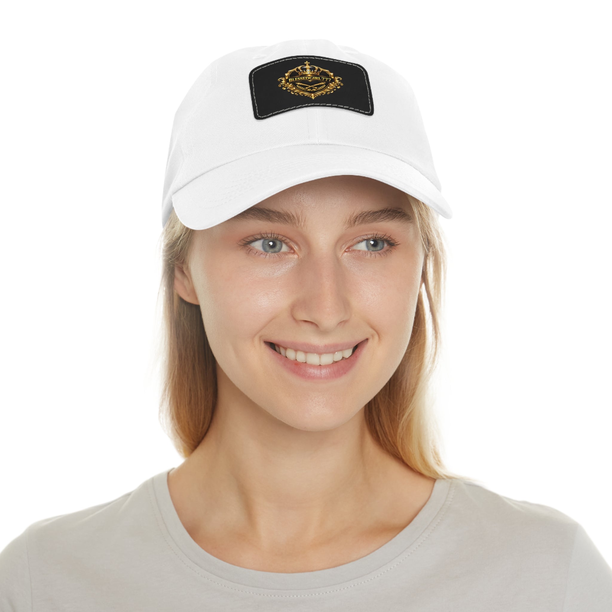Dad Hat — Vintage Gold Crest Leather Patch Cap