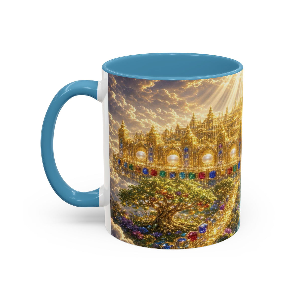 Heavenly City Christian Coffee Mug — Golden Celestial Paradise Design (11/15oz)