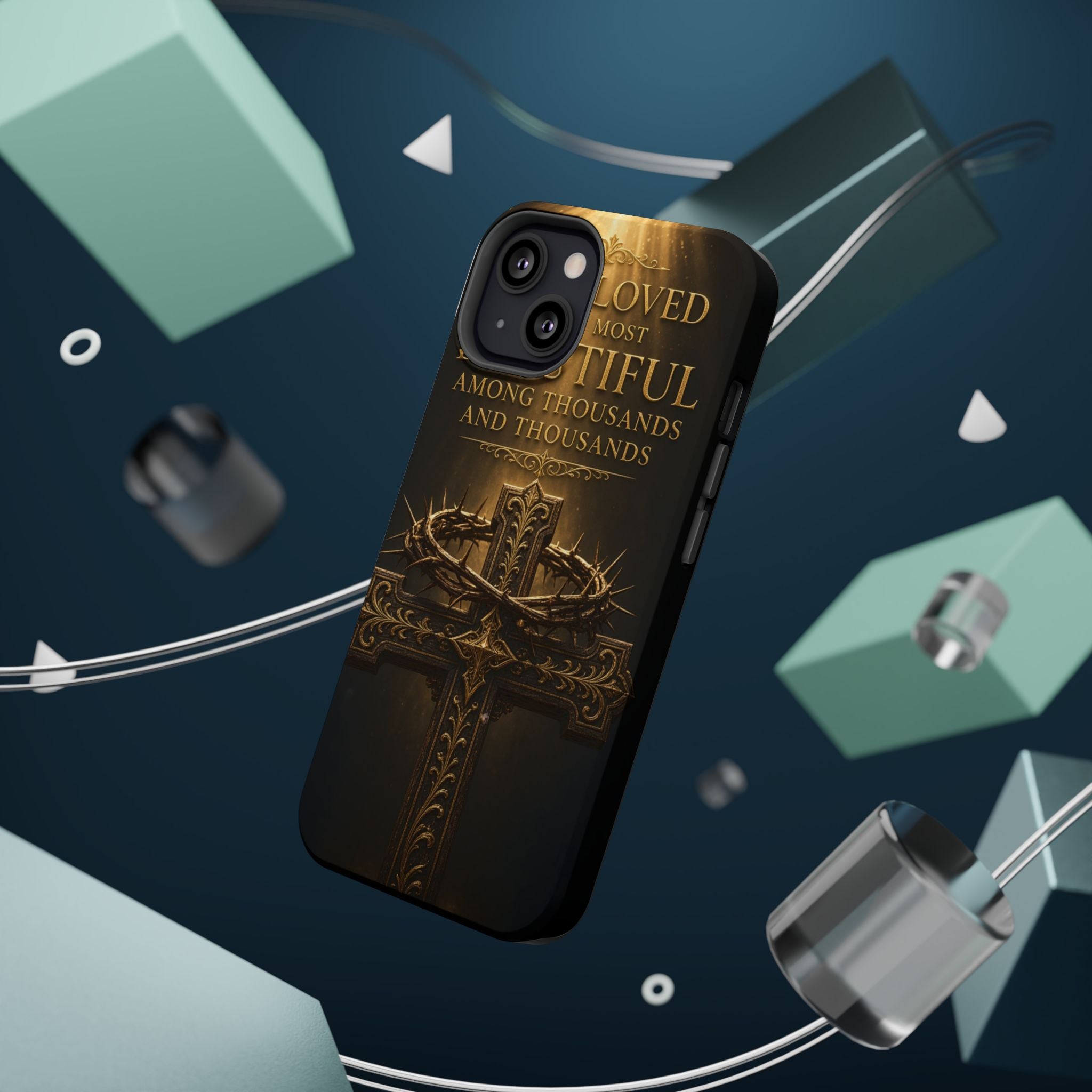 Magnetic Impact-Resistant Phone Case — "Most Beautiful" Cross with Crown of Thorns