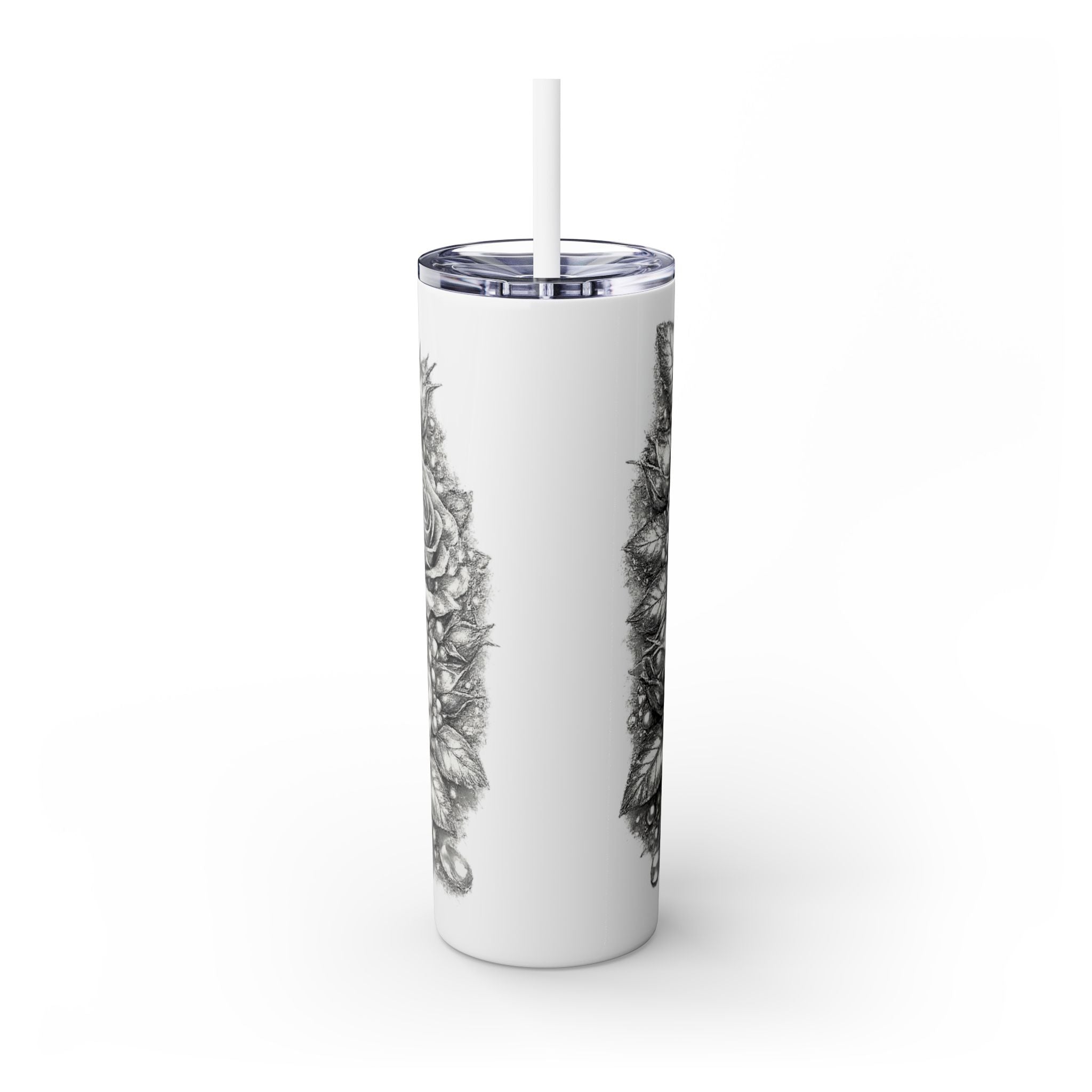 Skinny Tumbler — Monochrome Rose Garden 20oz Straw Tumbler