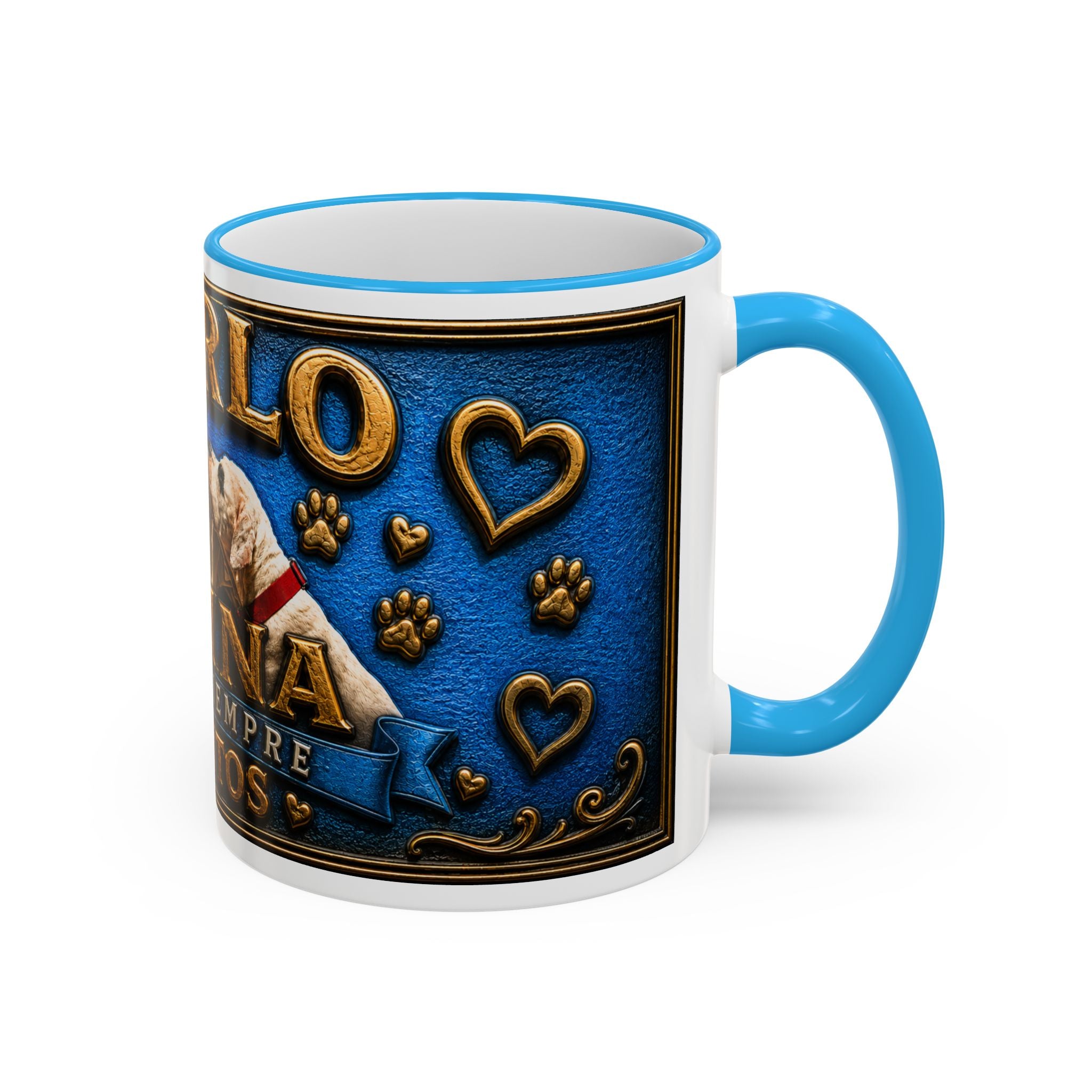 Man with Dog Illustration Accent Rim & Handle Mug | "Para Siempre Juntos"