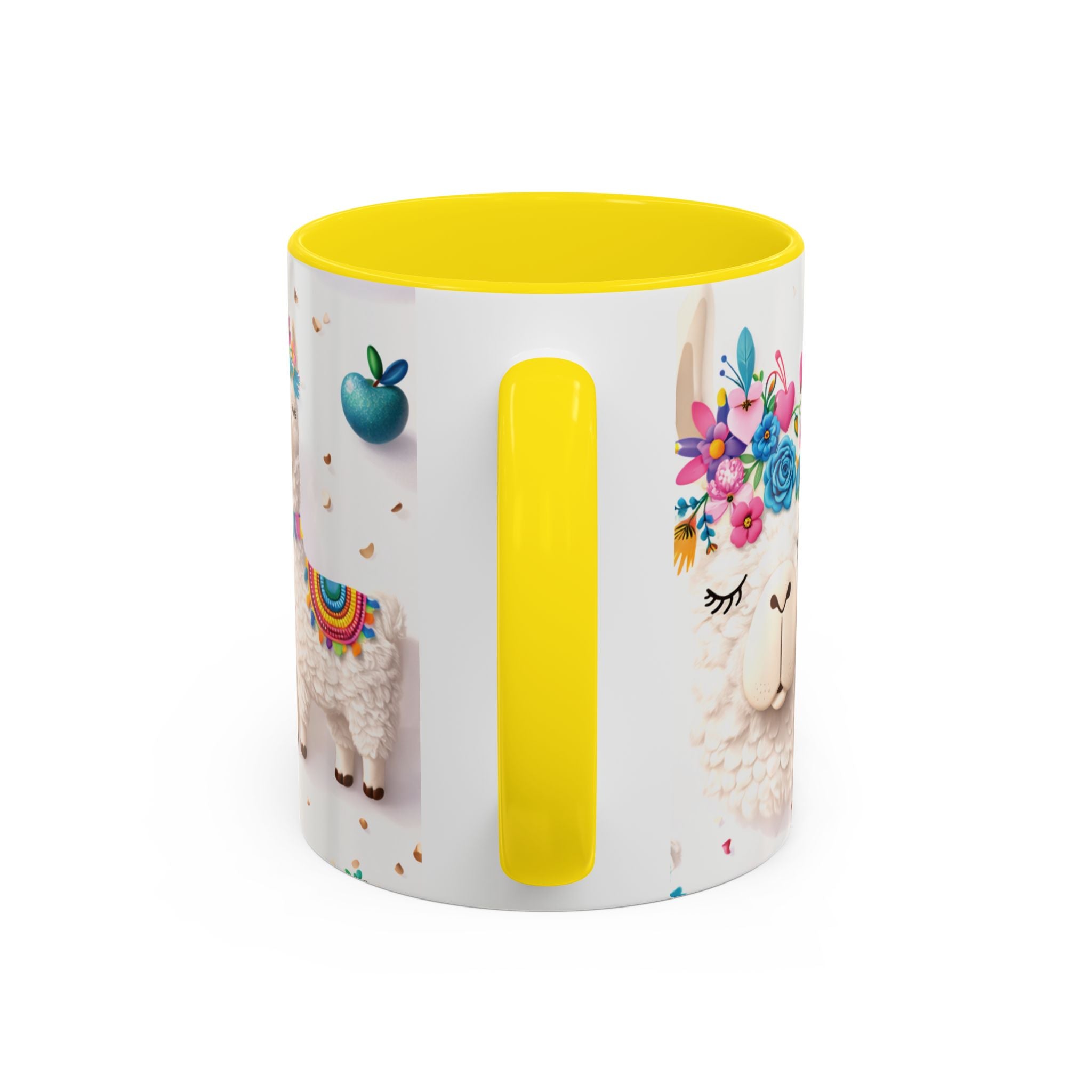 Cute Llama Pattern Accent Coffee Mug (11/15oz) – Colorful Fiesta Alpaca Design