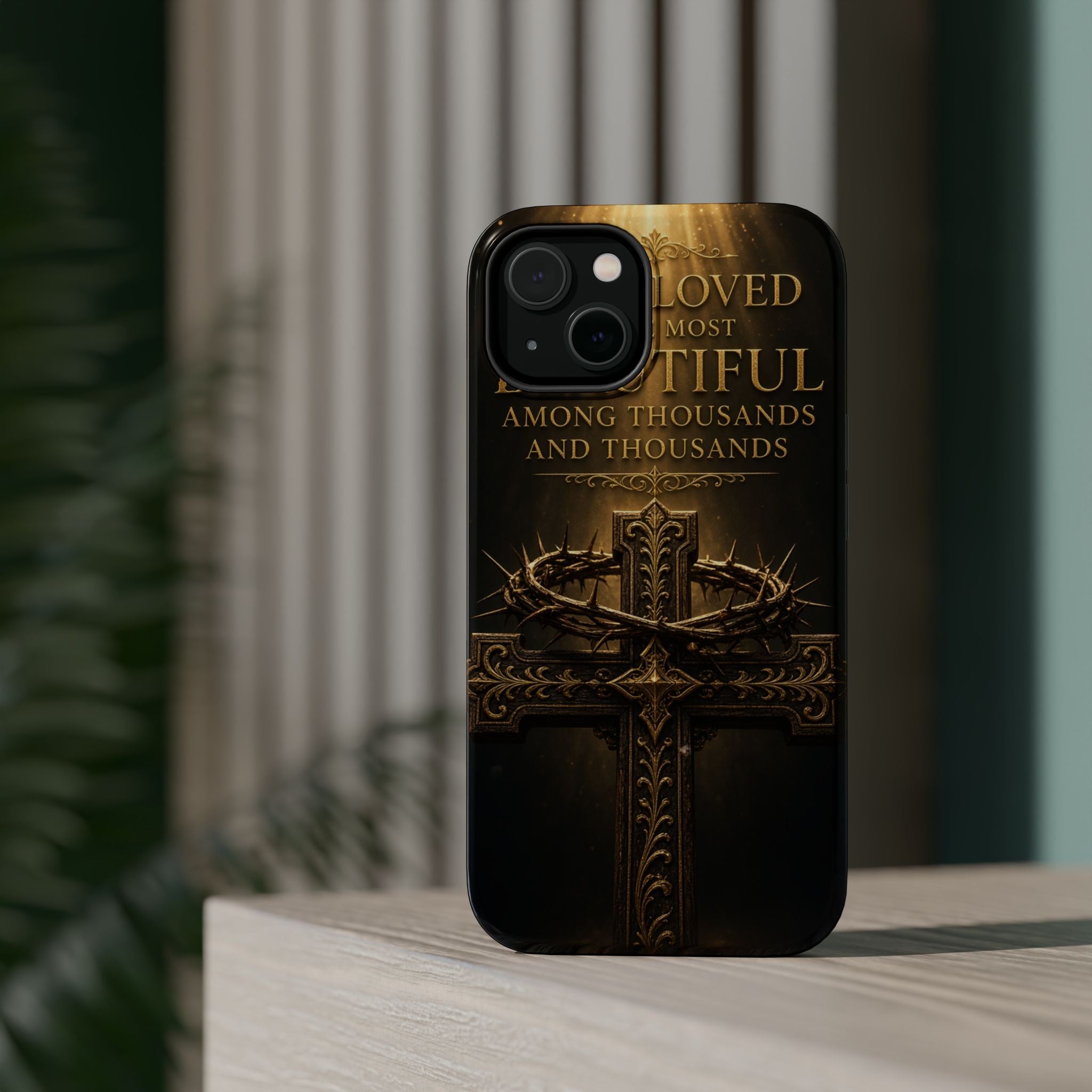 Magnetic Impact-Resistant Phone Case — "Most Beautiful" Cross with Crown of Thorns