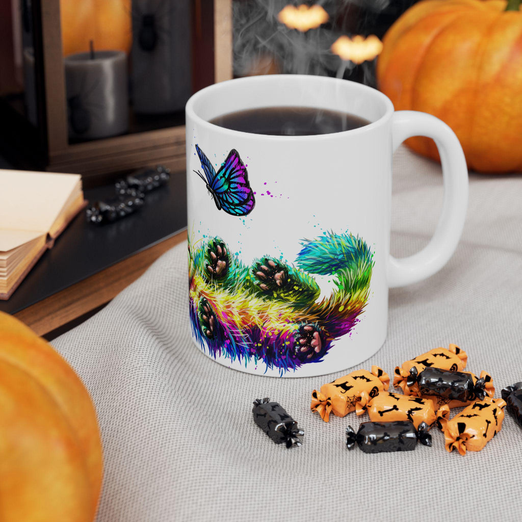 Taza de Gato Colorida y Psicodélica - Regalo Whimsical para Cat Lovers, Mug de Cerámica Estética de Gatos, Regalo para Dueños de Gatos