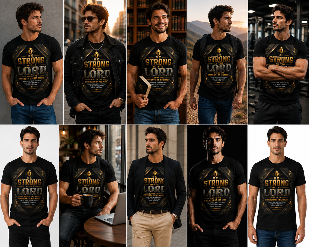 Be Strong in the Lord Christian T-Shirt — Inspirational Bible Verse Tee (Ephesians 6:10)