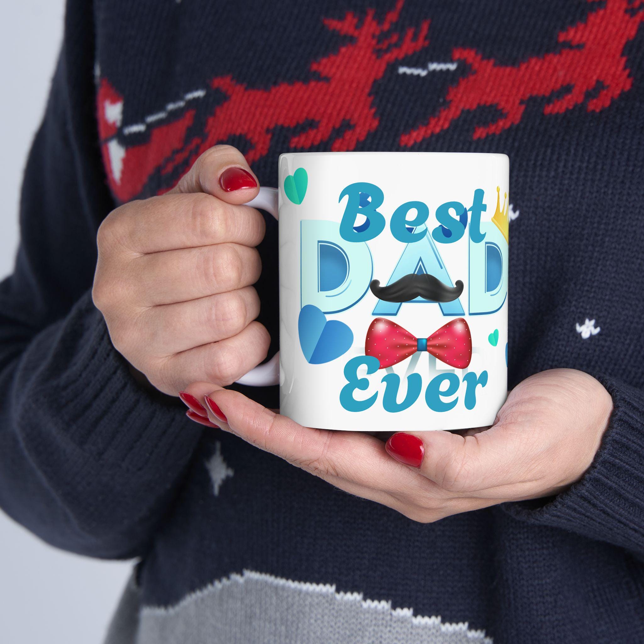 Best Dad Ever Coffee Mug | Personalized Father's Day Gift, Birthday Present for Dad, Classic Ceramic Cup