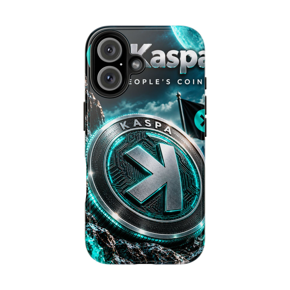 Kaspa Coin Tough Phone Case – Teal Crypto Logo Protective Cover