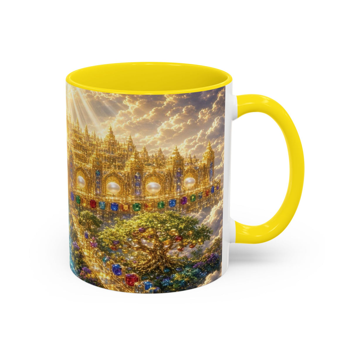 Heavenly City Christian Coffee Mug — Golden Celestial Paradise Design (11/15oz)