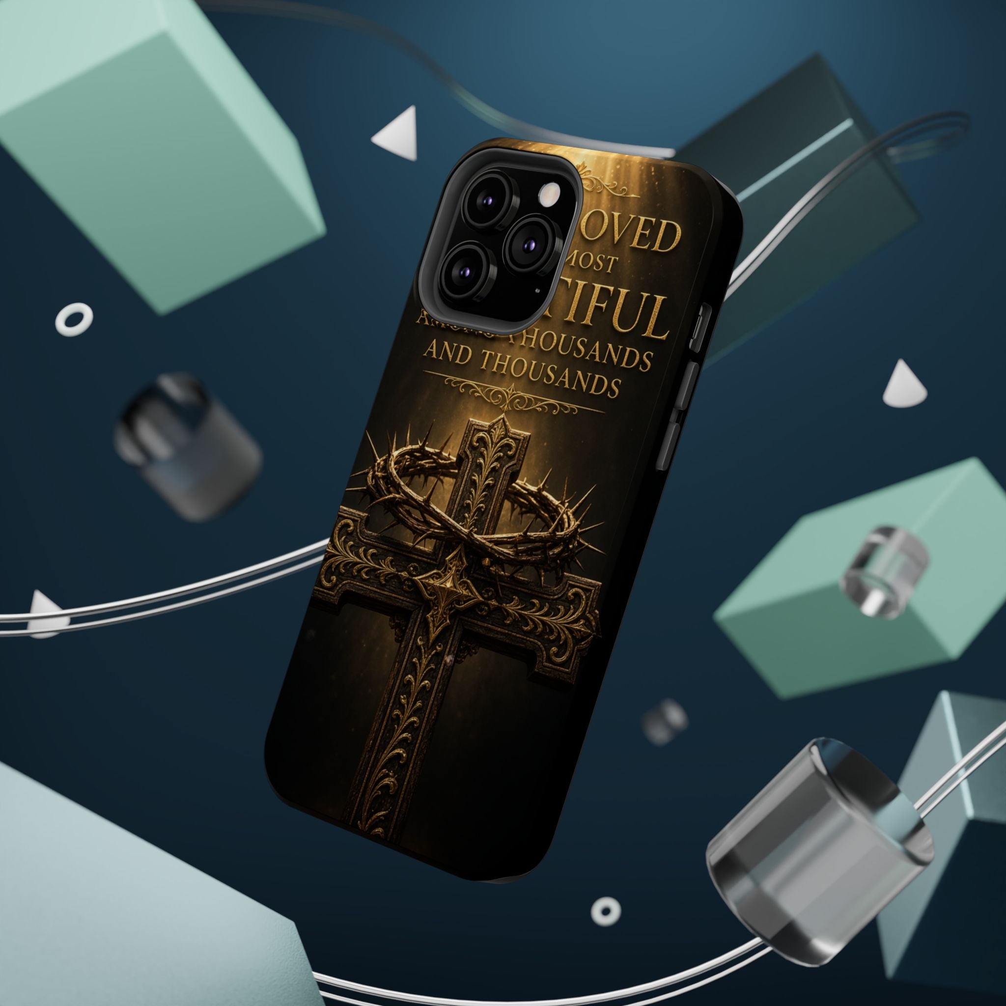 Magnetic Impact-Resistant Phone Case — "Most Beautiful" Cross with Crown of Thorns