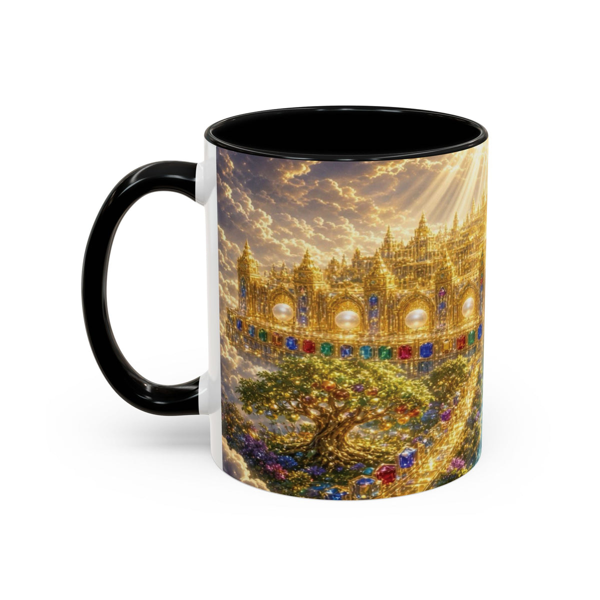 Heavenly City Christian Coffee Mug — Golden Celestial Paradise Design (11/15oz)