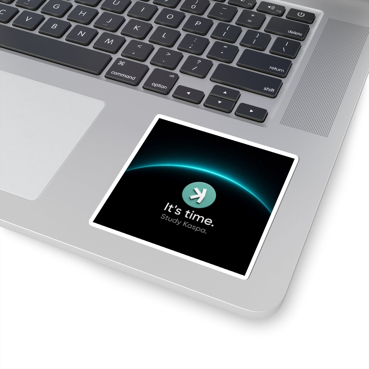 It's Time Study Kaspa Sticker — Crypto Logo Kiss-Cut Decal