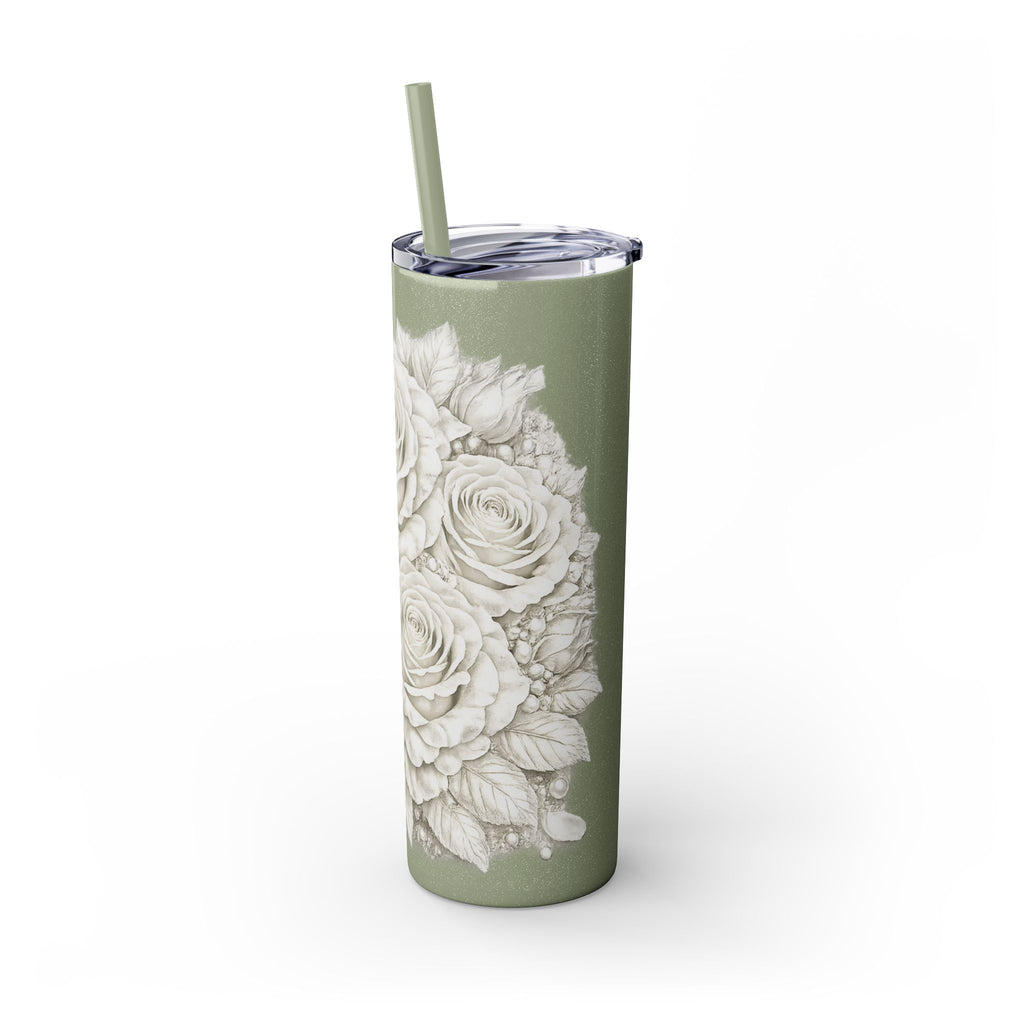 Skinny Tumbler — Monochrome Rose Garden 20oz Straw Tumbler