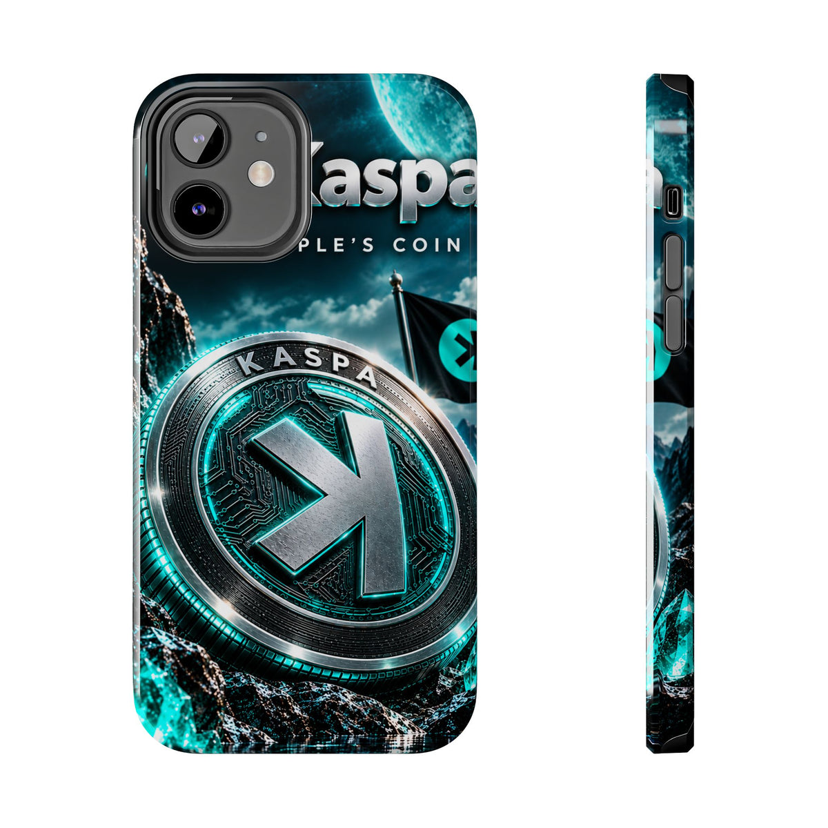 Kaspa Coin Tough Phone Case – Teal Crypto Logo Protective Cover