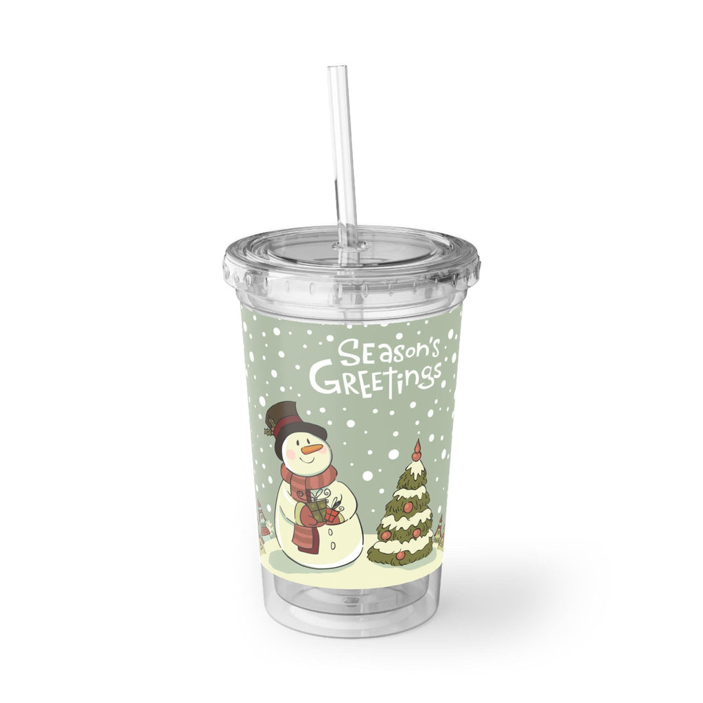 Pine Botanical Acrylic Cup with Straw | Reusable Iced Coffee Glass, Nature Lover Gift, 16oz Clear Tumbler