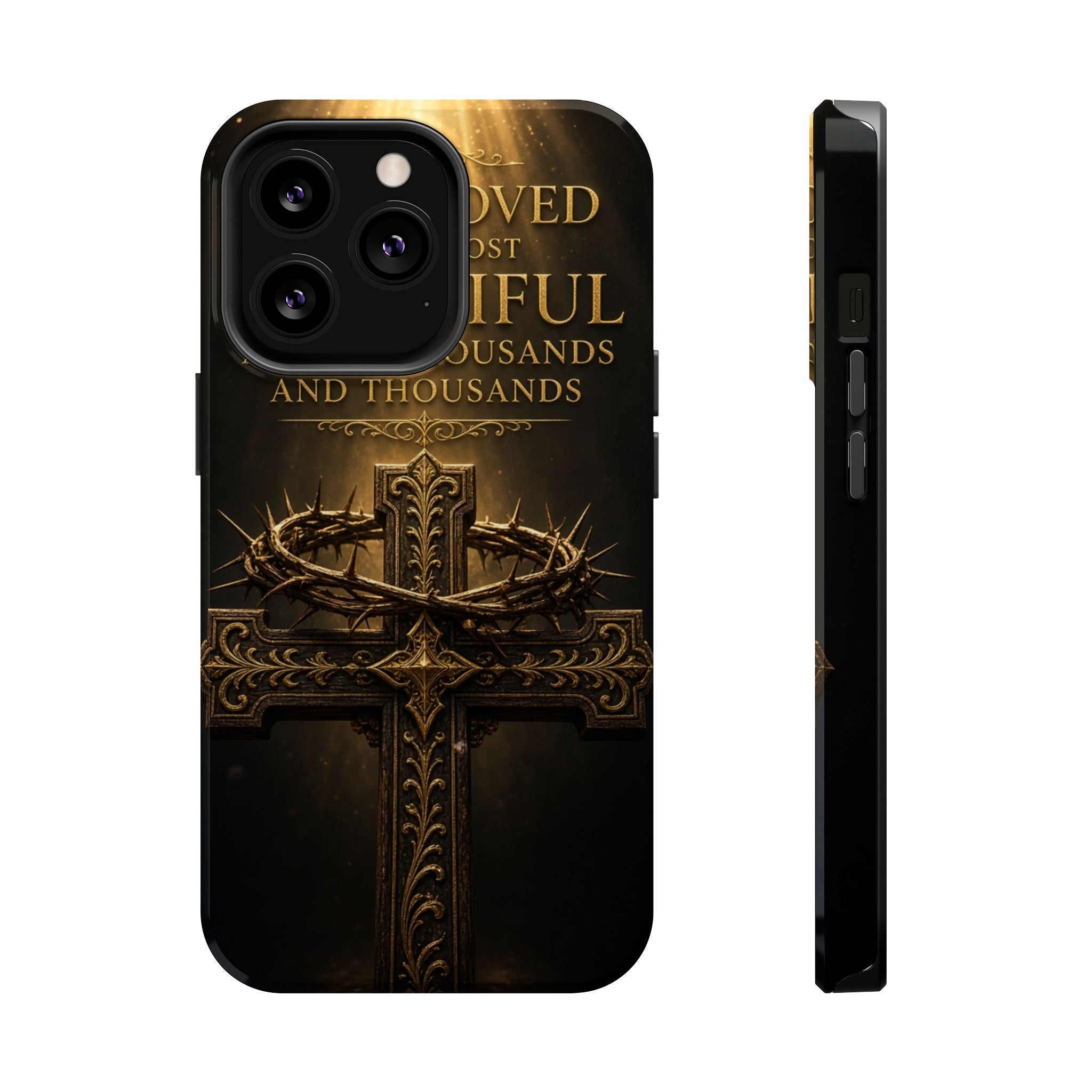Magnetic Impact-Resistant Phone Case — "Most Beautiful" Cross with Crown of Thorns