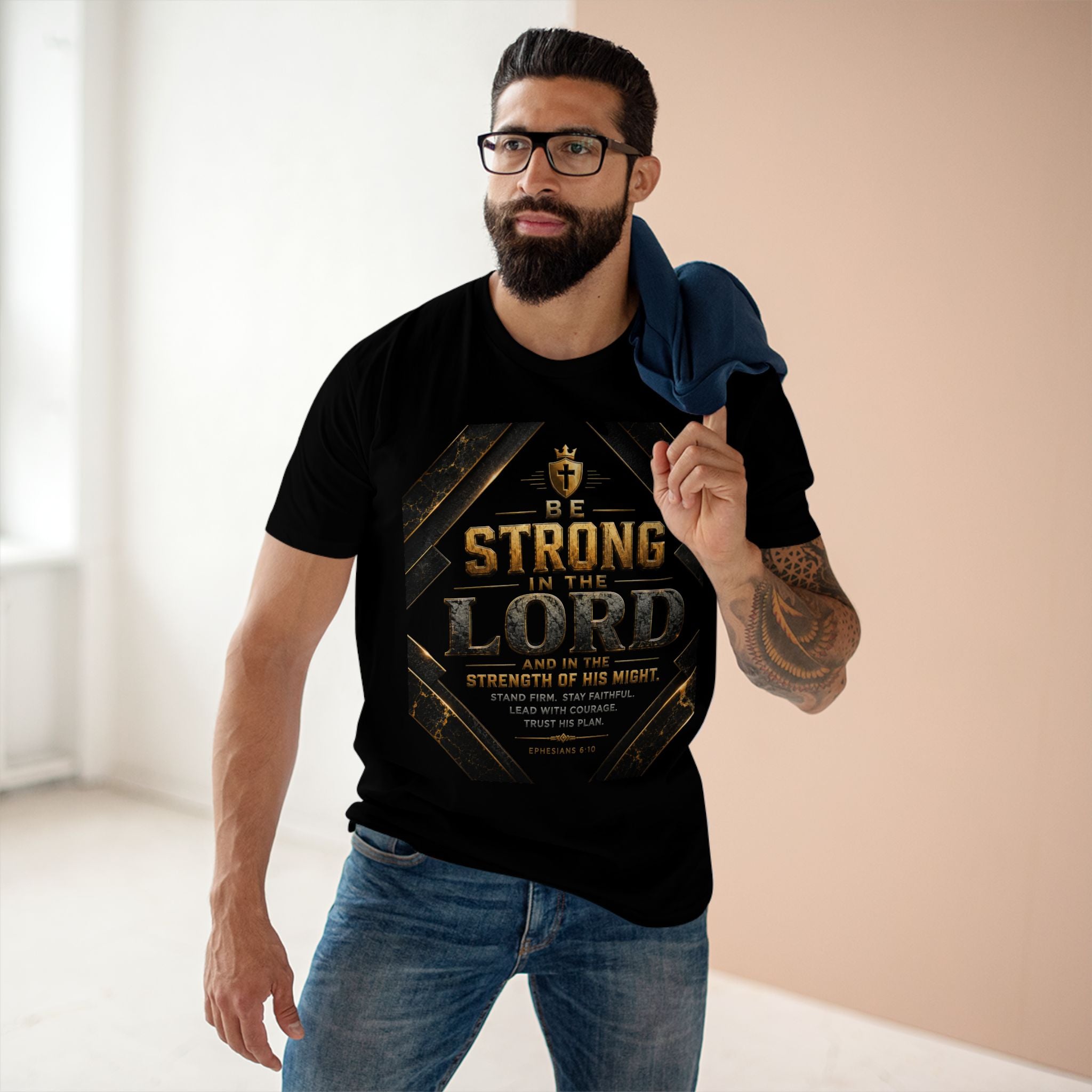 Be Strong in the Lord Christian T-Shirt — Inspirational Bible Verse Tee (Ephesians 6:10)